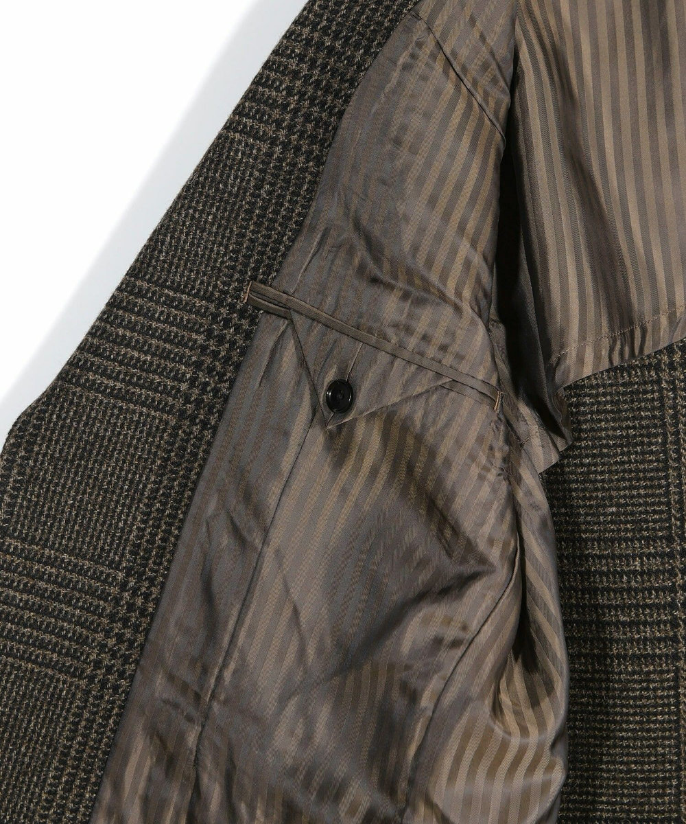 MEN'S BIGI ウールグレンチェック テーラードジャケット ブラウン