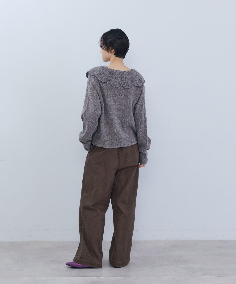 ADIEU TRISTESSE スカラップカラーニットカーディガン グレー系その他