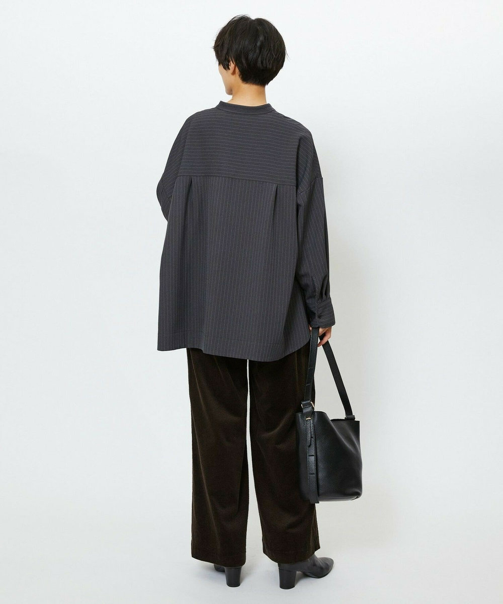 feerique feerique ウールライクストライプオーバーサイズシャツ チャコールグレー