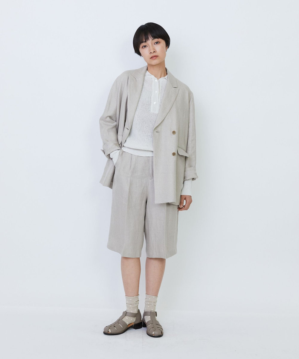 LOISIR エステル和紙片畦編みポロニット オフホワイト