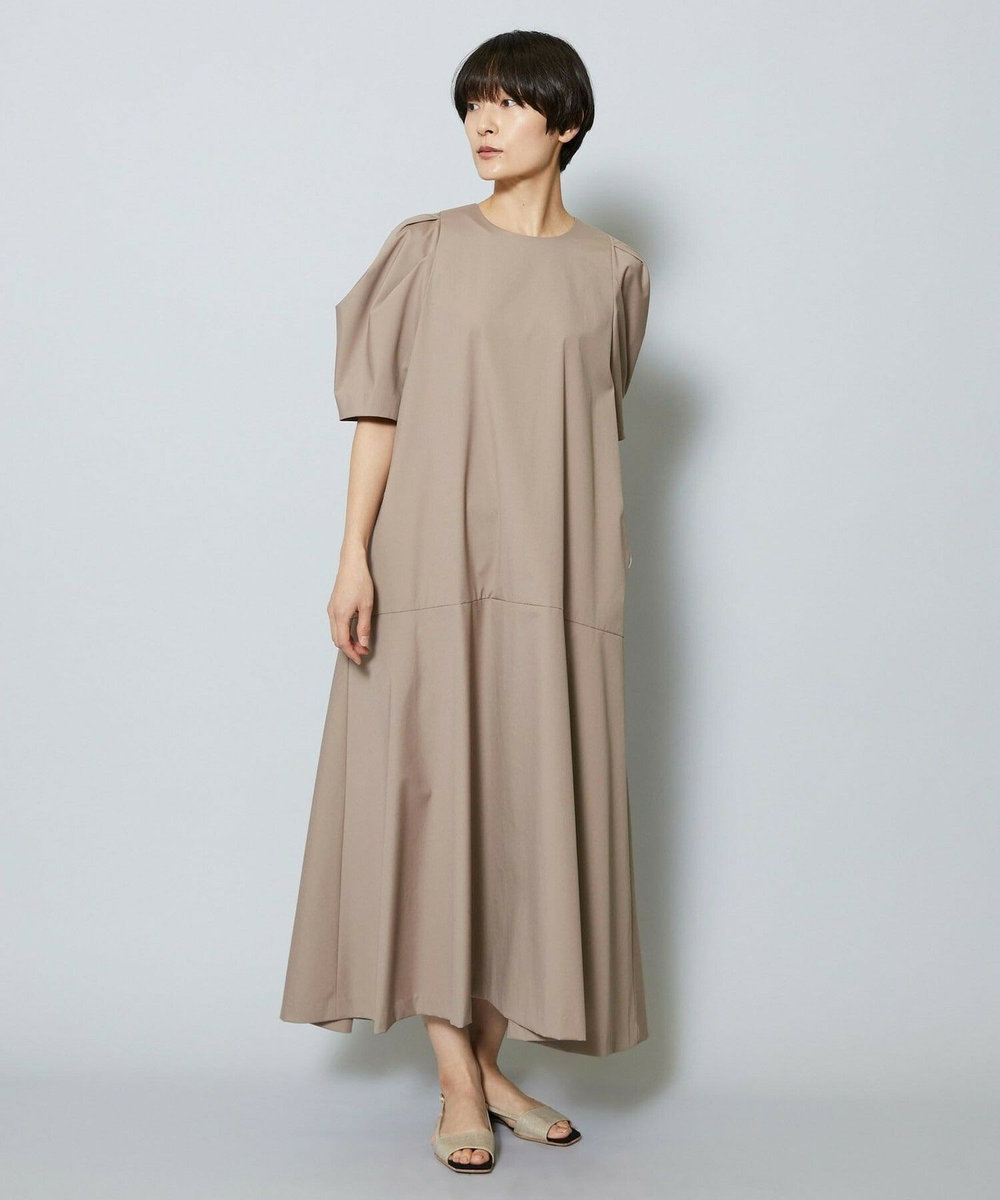 MOGA 雑誌eclat ×スタイリスト池田奈加子コラボ ファンクショナルブロードフレアーワンピース ベージュ