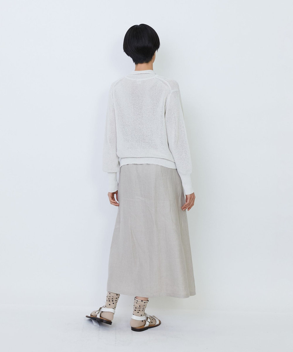 LOISIR エステル和紙片畦編みポロニット オフホワイト
