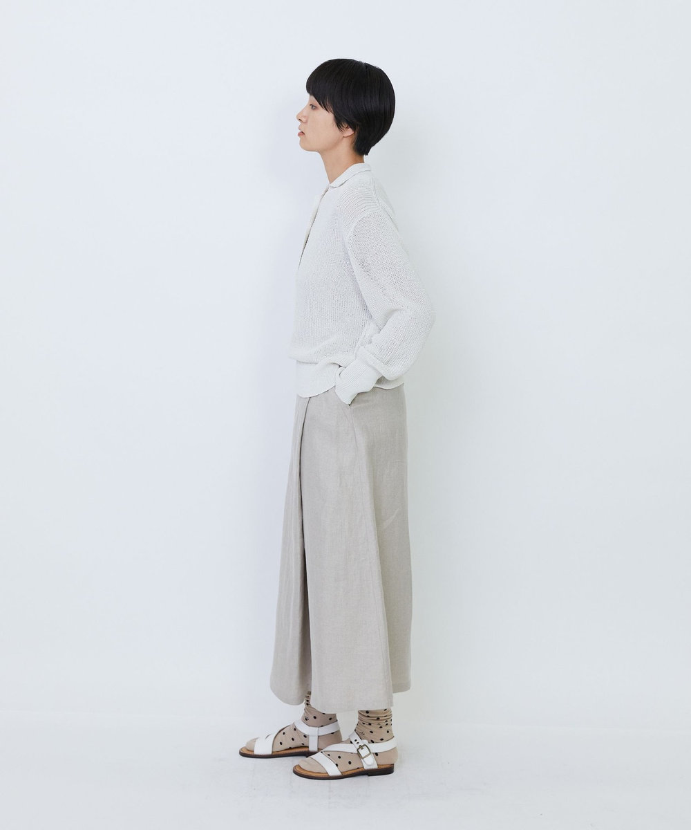 LOISIR エステル和紙片畦編みポロニット オフホワイト