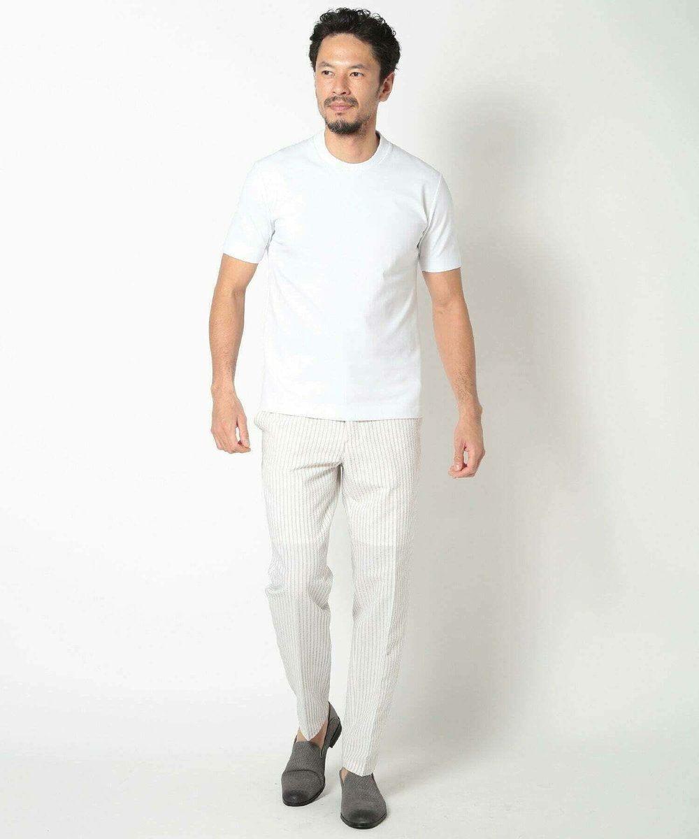 MEN'S BIGI 【ACTIVE TAILOR/アクティブテイラー】シルケットスムースクルーネックTシャツ＜接触冷感 / UVカット＞ ホワイト