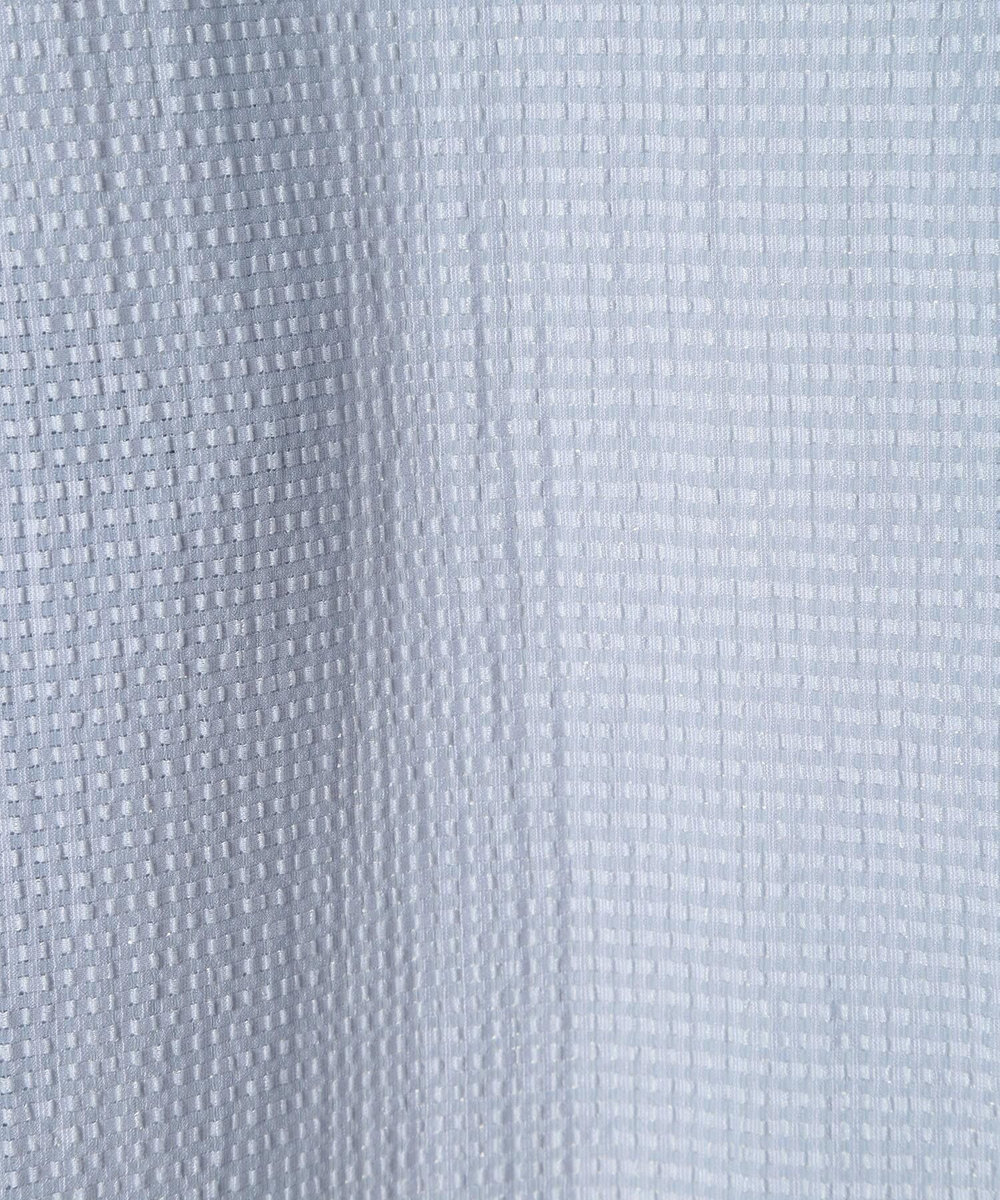 MEN'S BIGI カラミ織風サッカー七分袖スタンドカラーシャツ<ストレッチ/通気性> サックスブルー