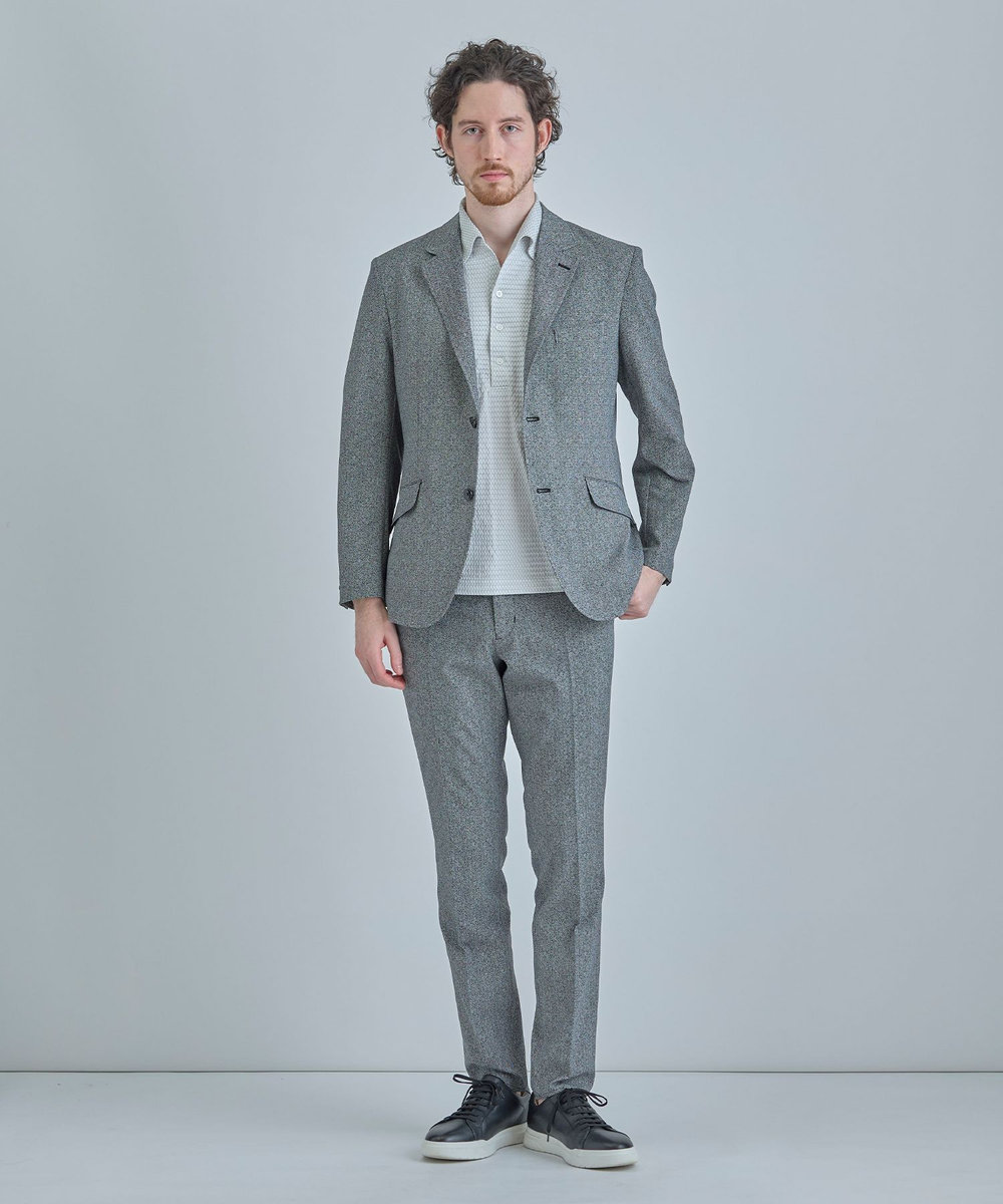 MEN'S BIGI 【ACTIVE TAILOR】Dot Air ヘリンボーン×千鳥格子/デニム柄 セットアップジャケット＜通気性/吸水速乾/ストレッチ＞ ブラック系その他