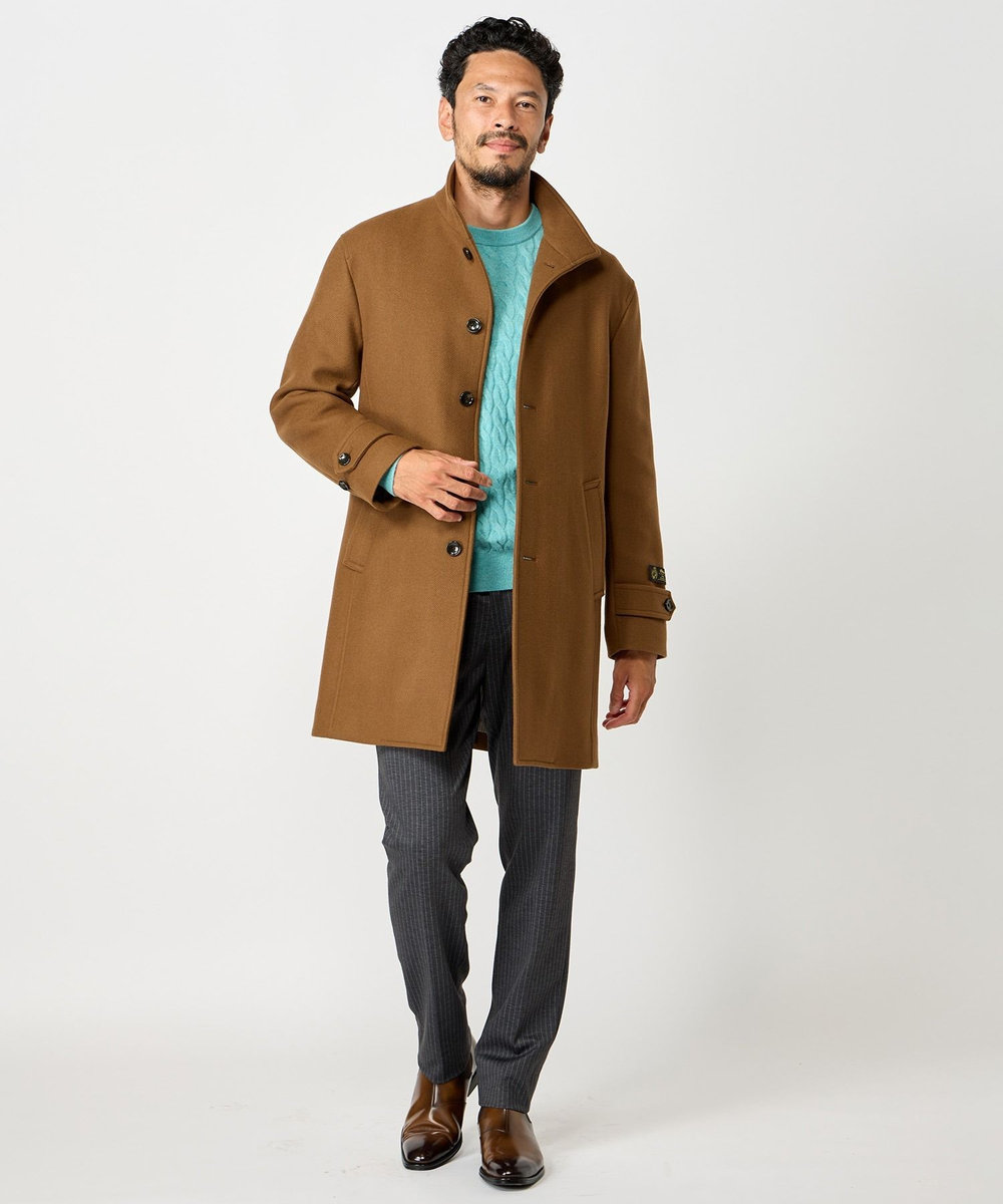 MEN'S BIGI Bellandiウールメルトンスタンドカラーコート ブラウン