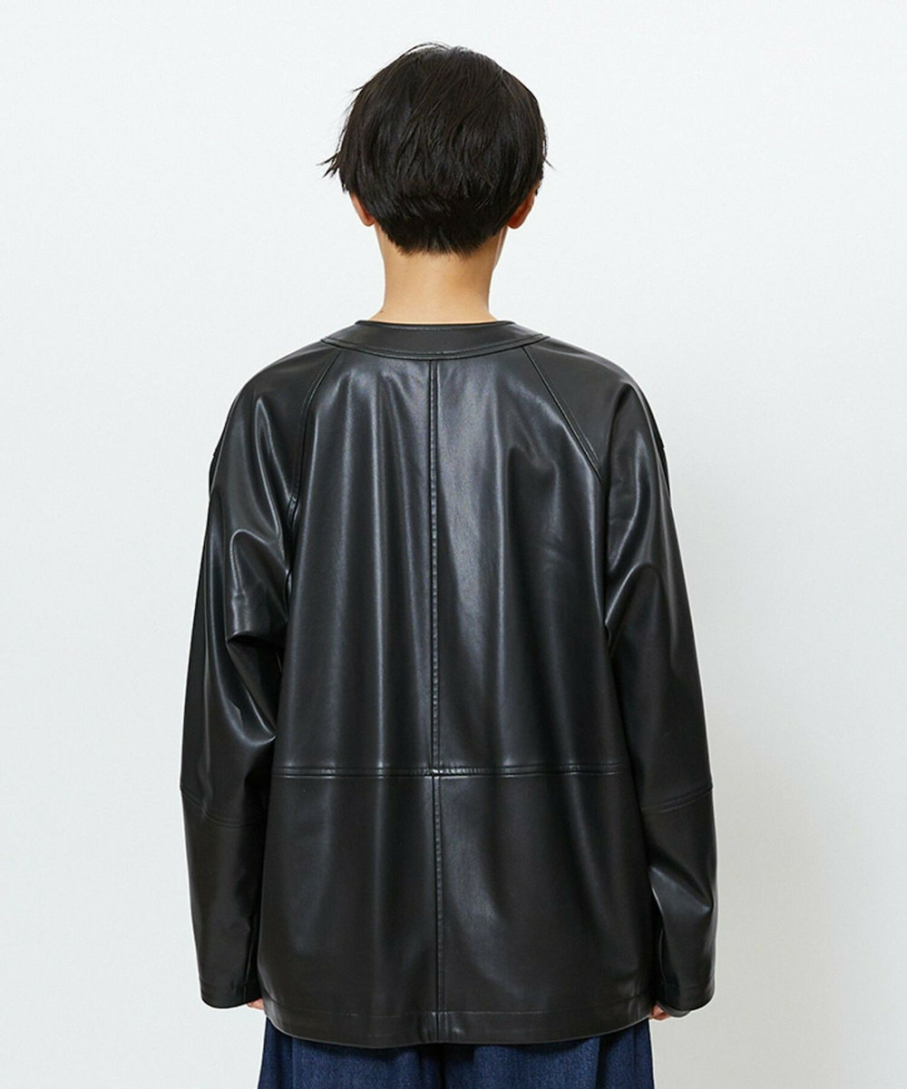feerique feerique フェイクレザージャケット ブラック