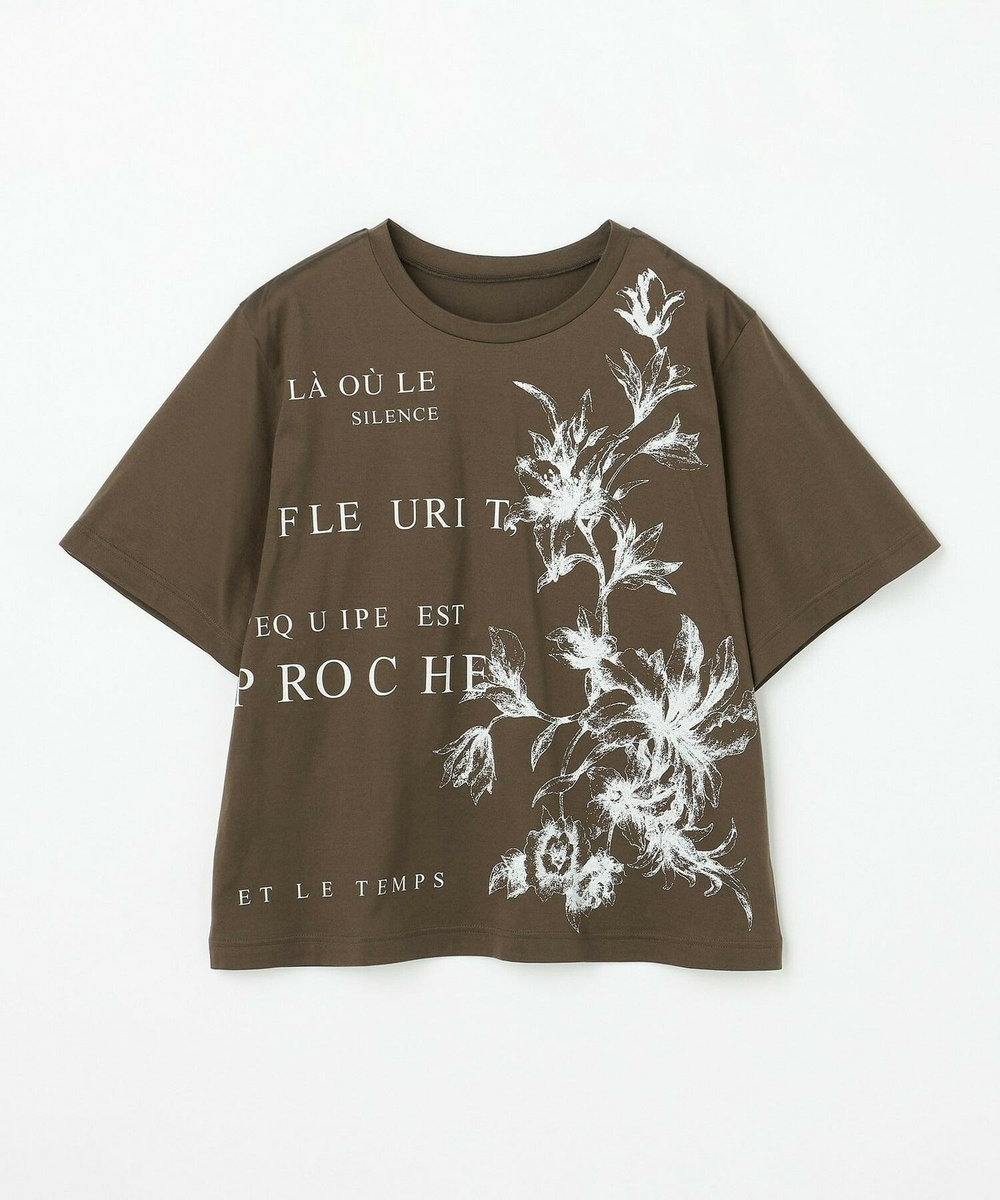 L'EQUIPE Lサイズ（大きいサイズ） 【大きいサイズ】60/2シルケット天竺フラワーロゴプリントTシャツ カーキ