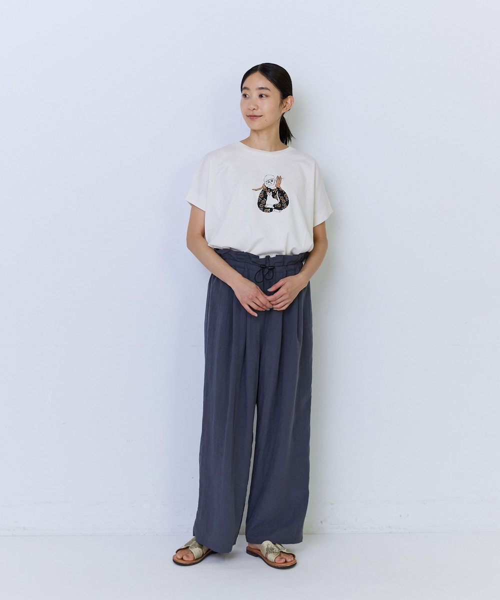 ADIEU TRISTESSE 【6月お気に入り登録ブランド内1位】杉本さなえさん コラボフレンチスリーブTシャツ アイボリー