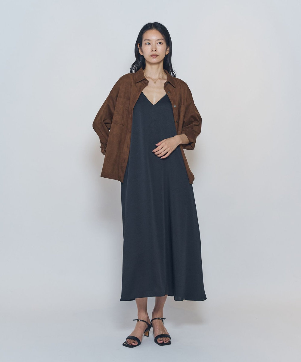1er Arrondissement ワッシャーサテンキャミドレス ブラック