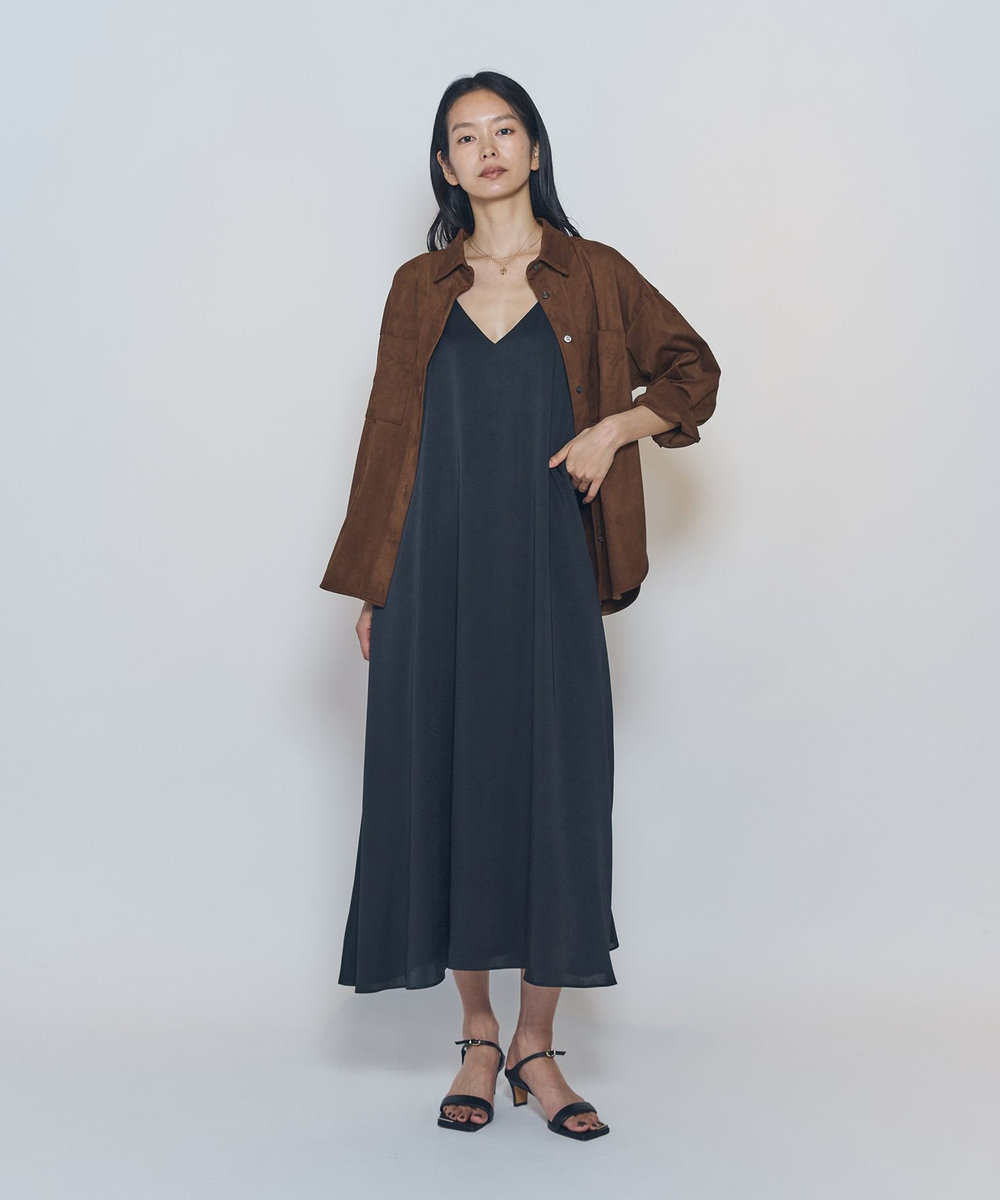 1er Arrondissement ワッシャーサテンキャミドレス ブラック