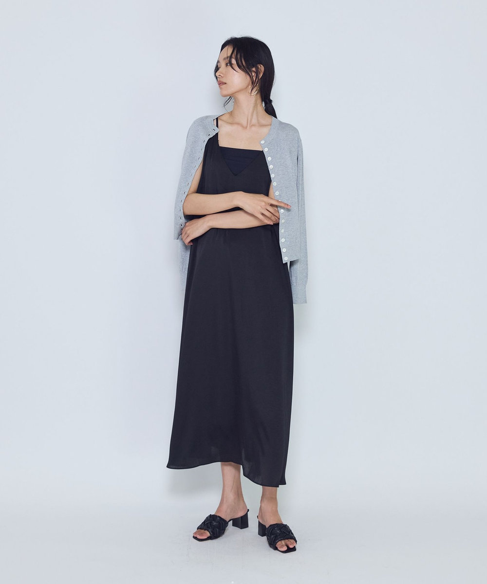 1er Arrondissement ワッシャーサテンキャミドレス ブラック