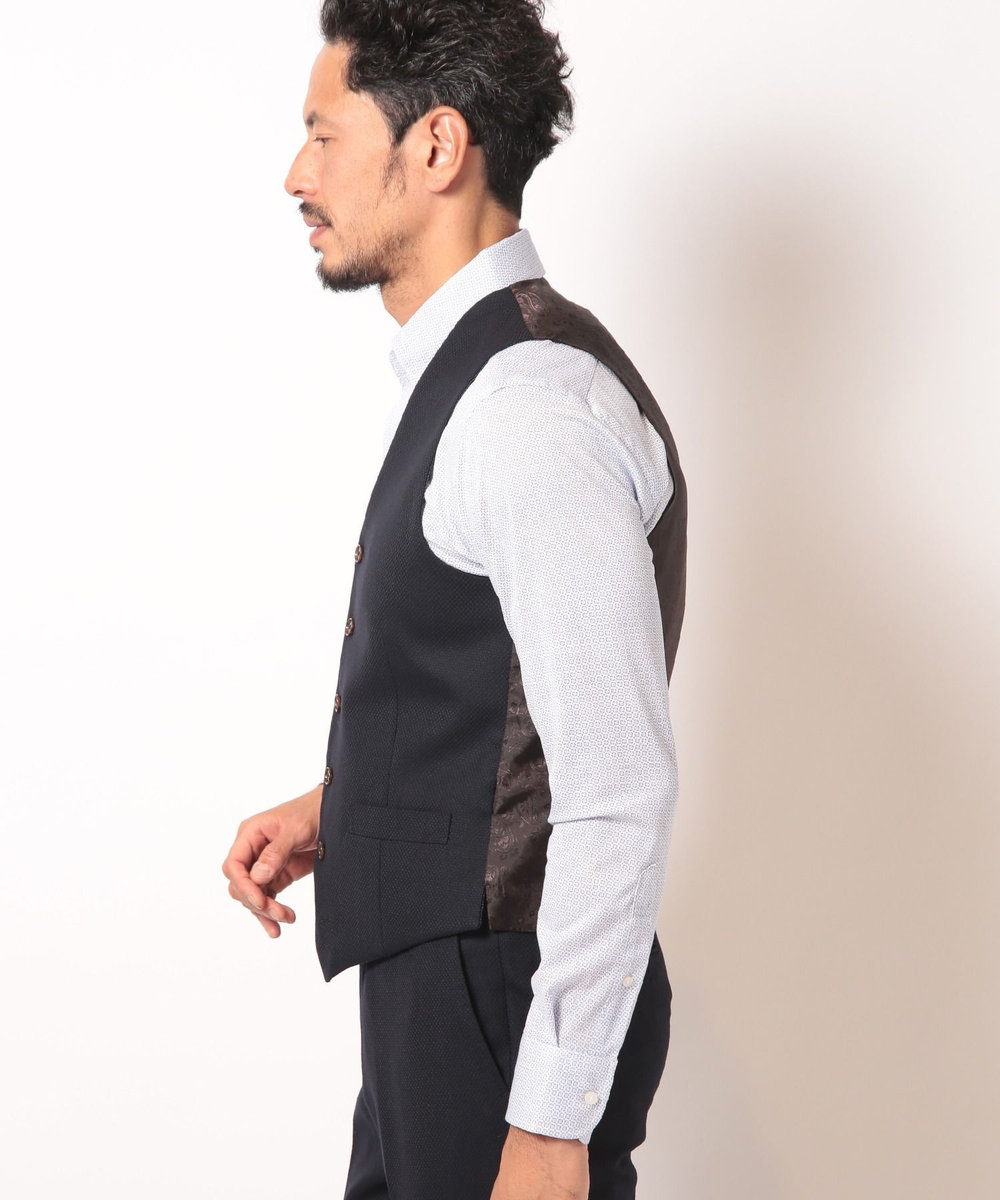 MEN'S BIGI 【ACTIVE TAILOR】ミックスヤーン/ホップサックベスト＜セットアップ・スリーピース対応＞ ネイビー