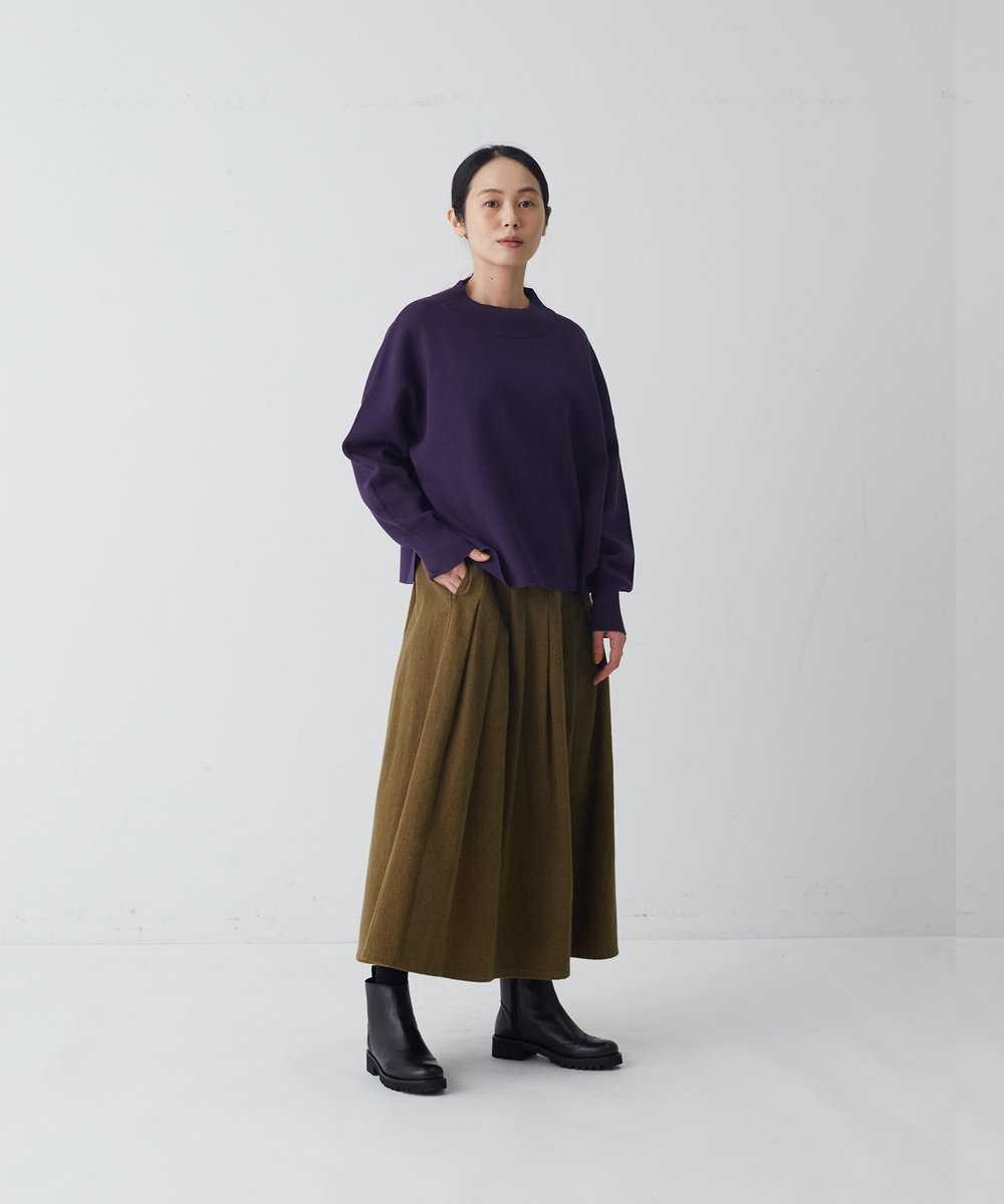congés payés ADIEU TRISTESSE コットンミラノリブモックネックプルオーバー パープル