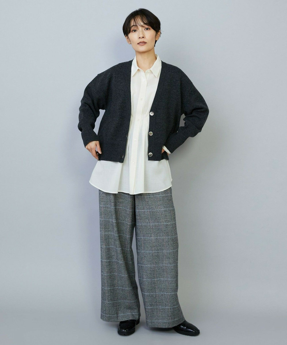 MOGA WOOLEN×AMOSSA Vネック配色カーディガン グレー系その他