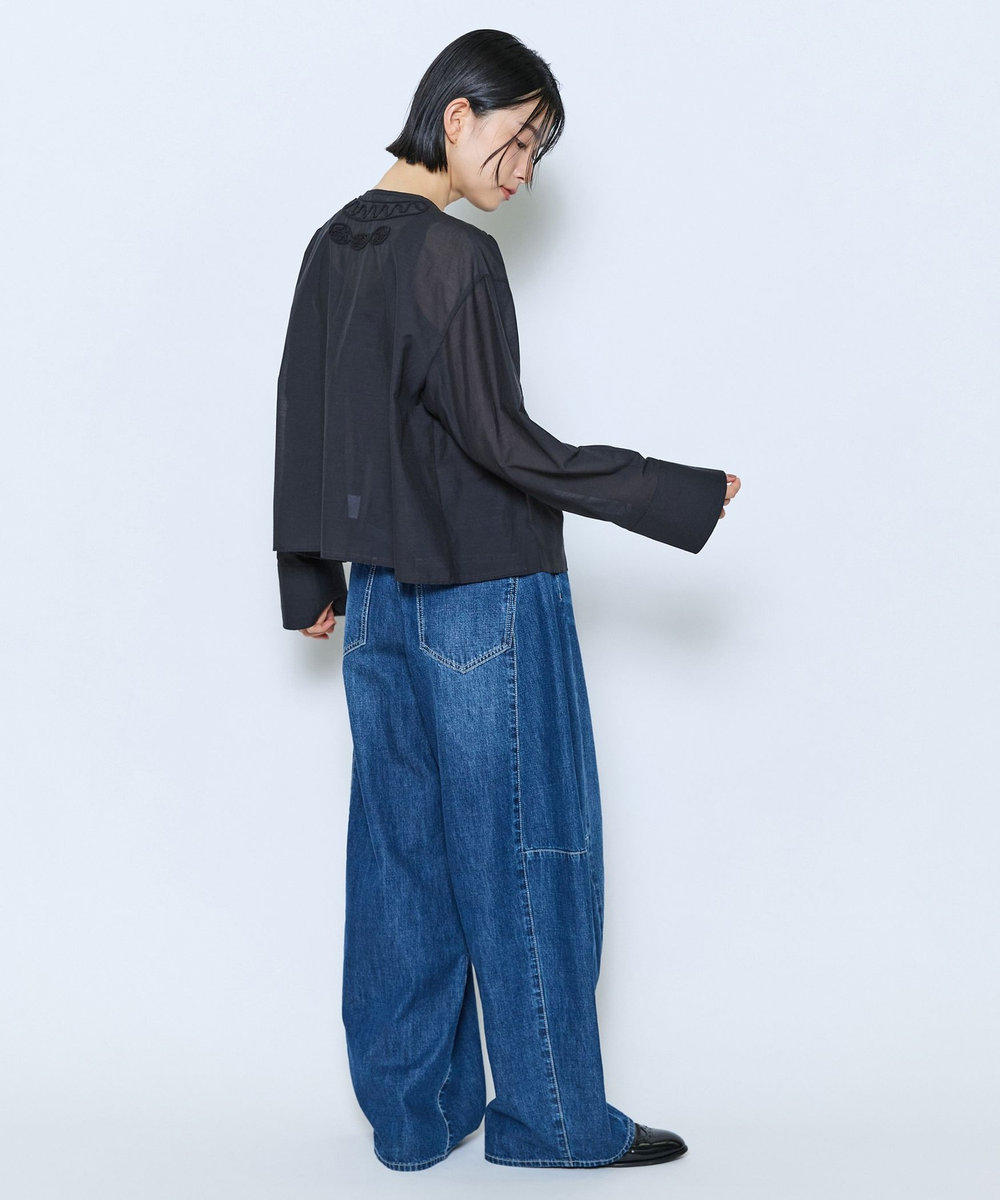 feerique feerique コード刺繍ブラウス ブラック