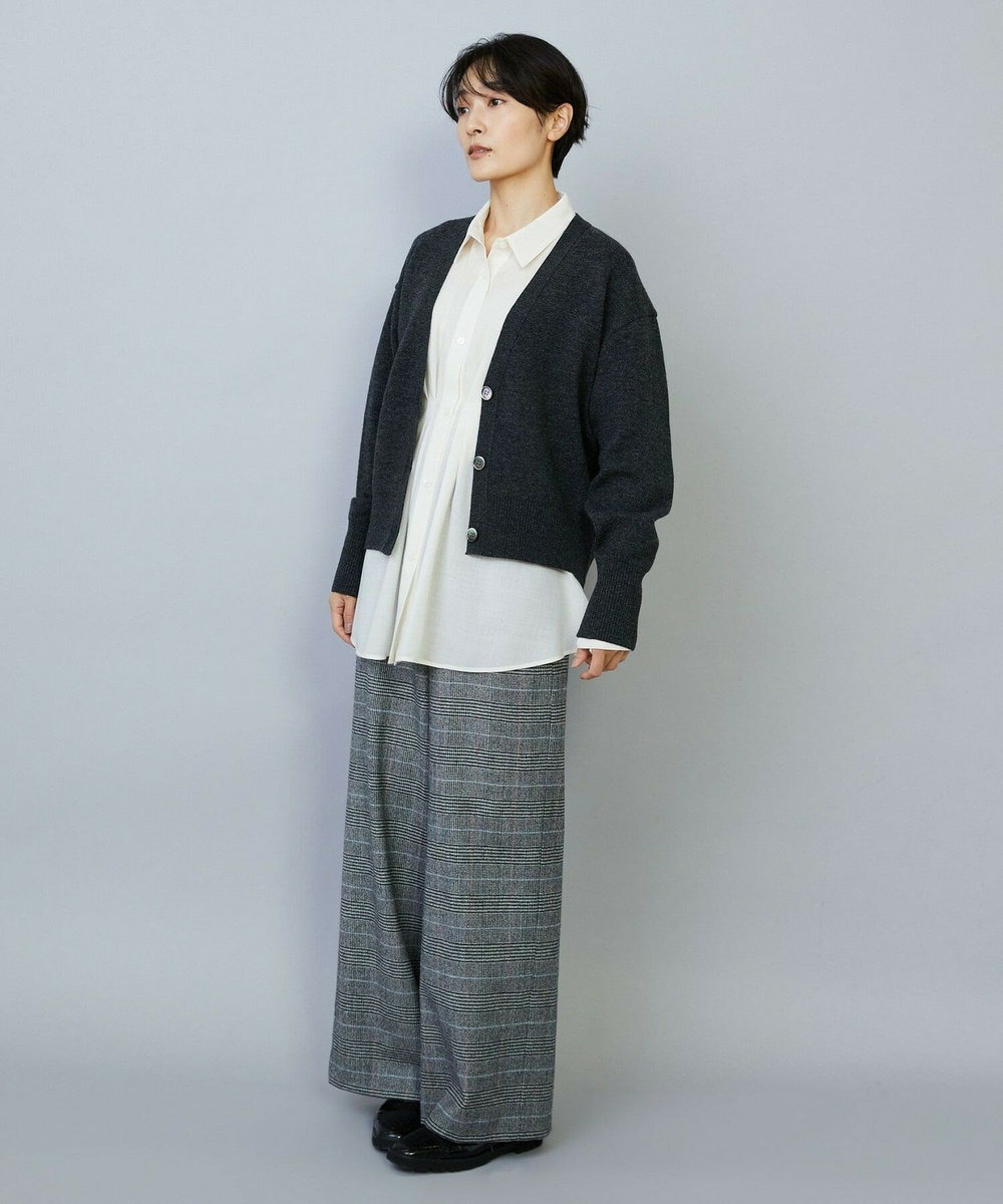 MOGA WOOLEN×AMOSSA Vネック配色カーディガン グレー系その他