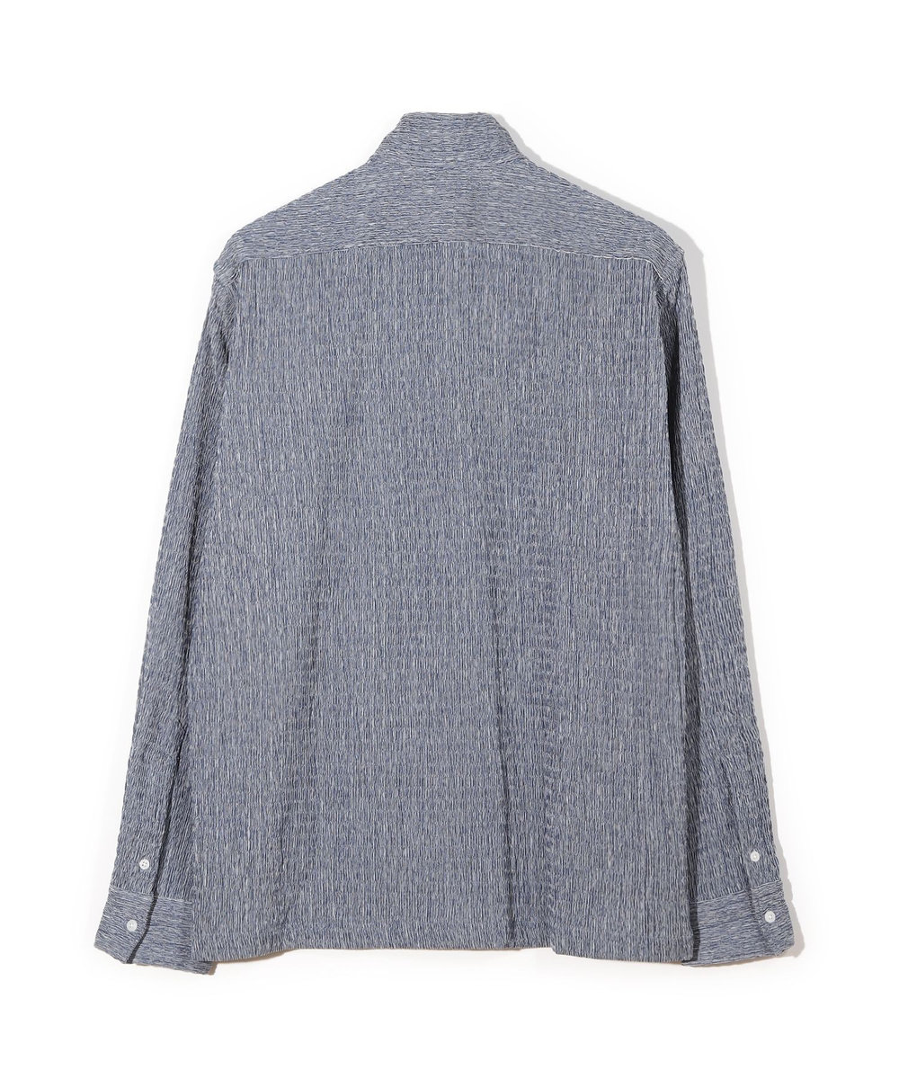 MEN'S BIGI シャーリング楊柳 シャツブルゾン＜ストレッチ＞ ネイビー