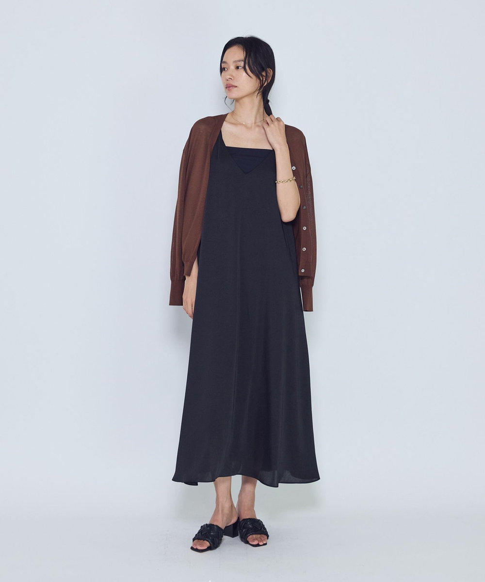 1er Arrondissement ワッシャーサテンキャミドレス ブラック