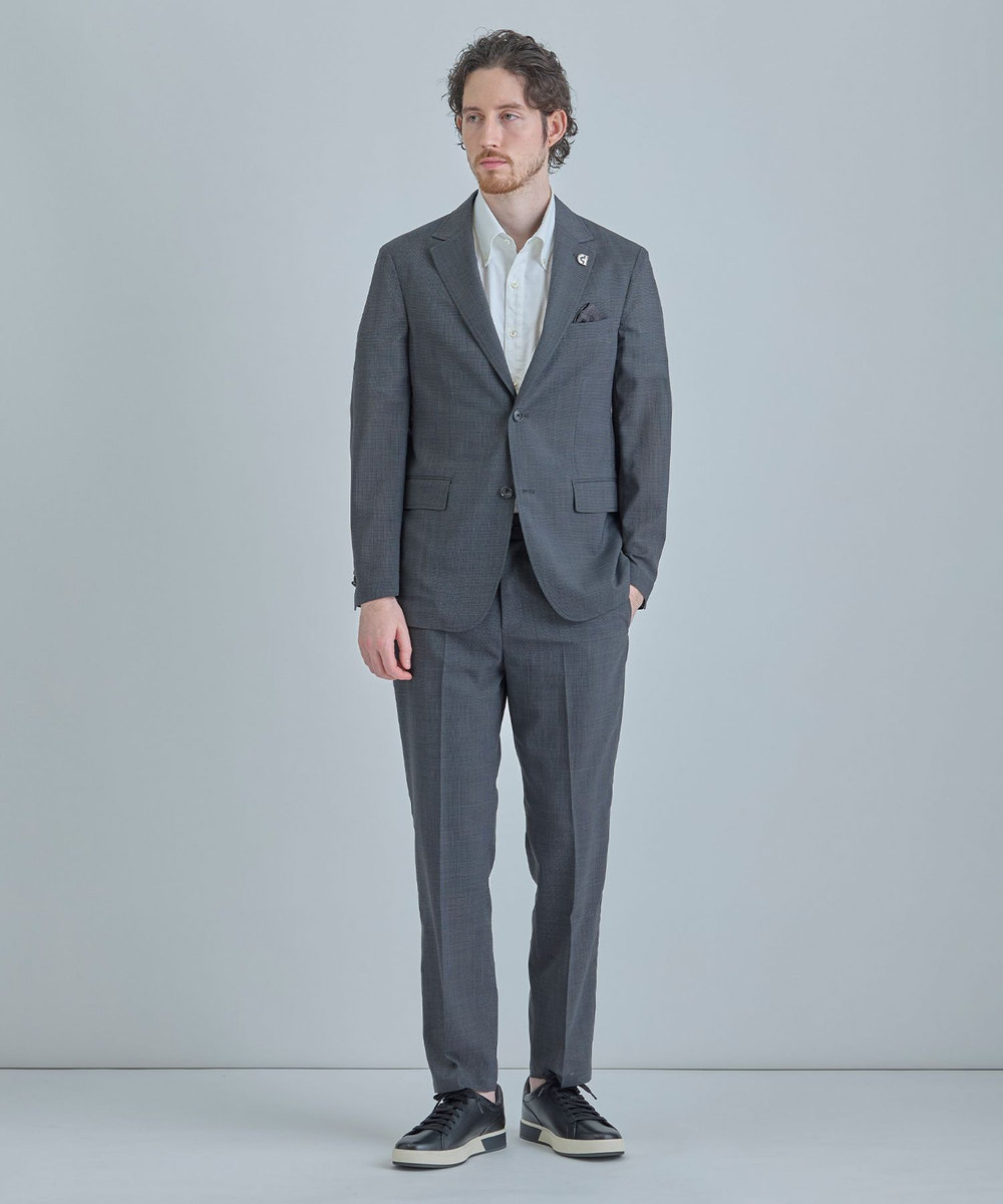 MEN'S BIGI 【COLE HAAN/コール ハーン】別注 サマーサイロフィルウールピンチェックパンツ＜通気性＞ グレー