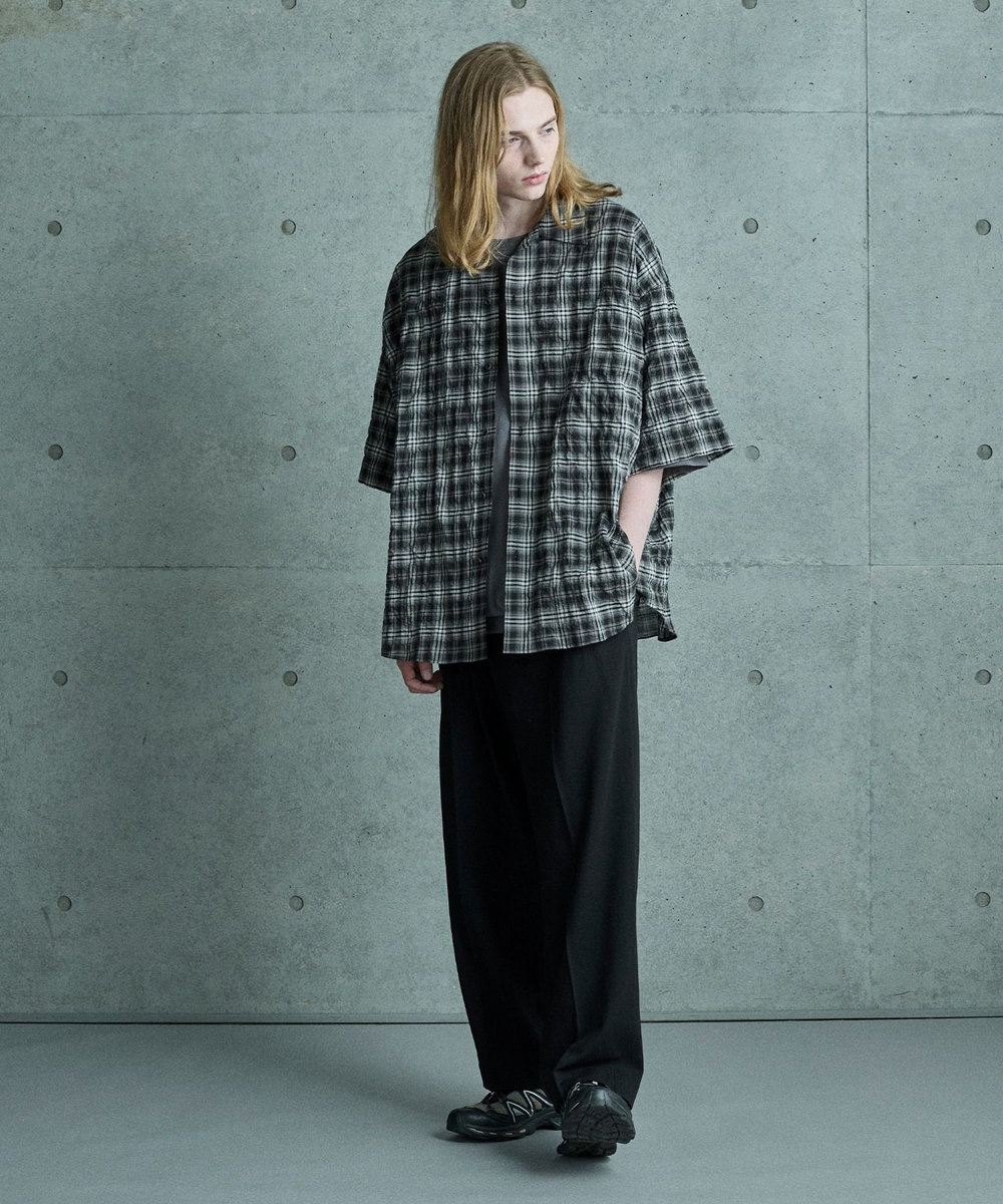MEN'S BIGI シアーチェックビッグシルエットシャツ ブラック