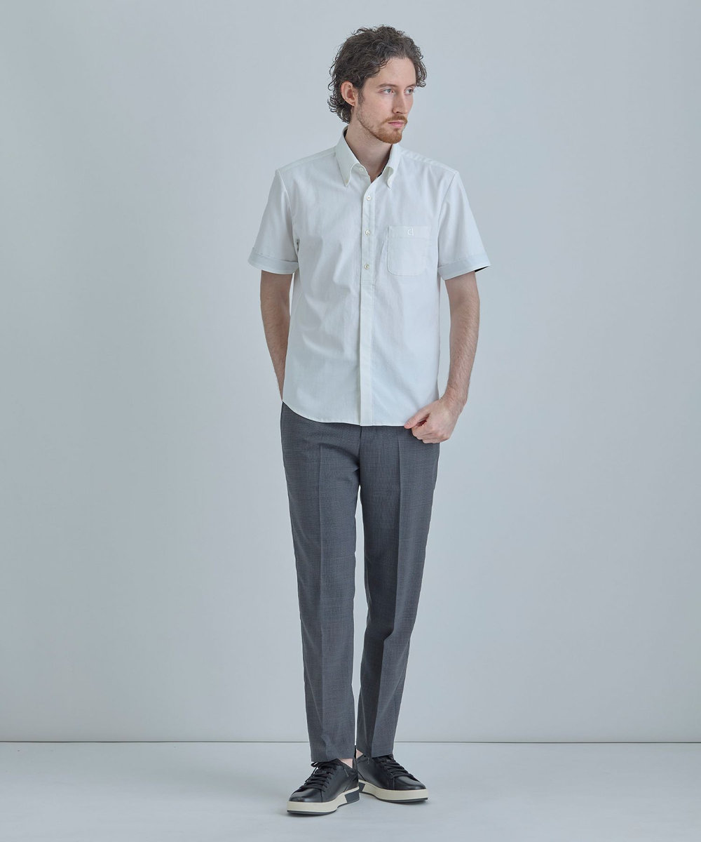 MEN'S BIGI 【COLE HAAN/コール ハーン】別注 サマーサイロフィルウールピンチェックパンツ＜通気性＞ グレー