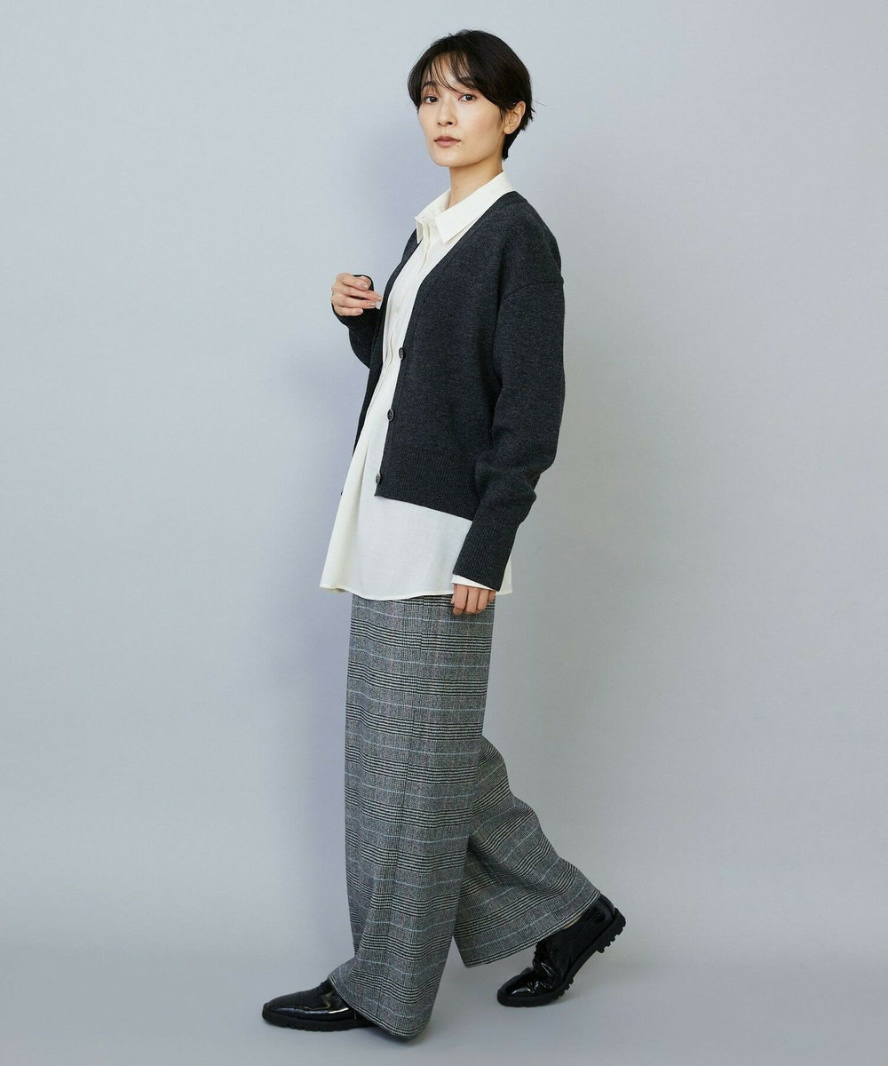 MOGA WOOLEN×AMOSSA Vネック配色カーディガン グレー系その他