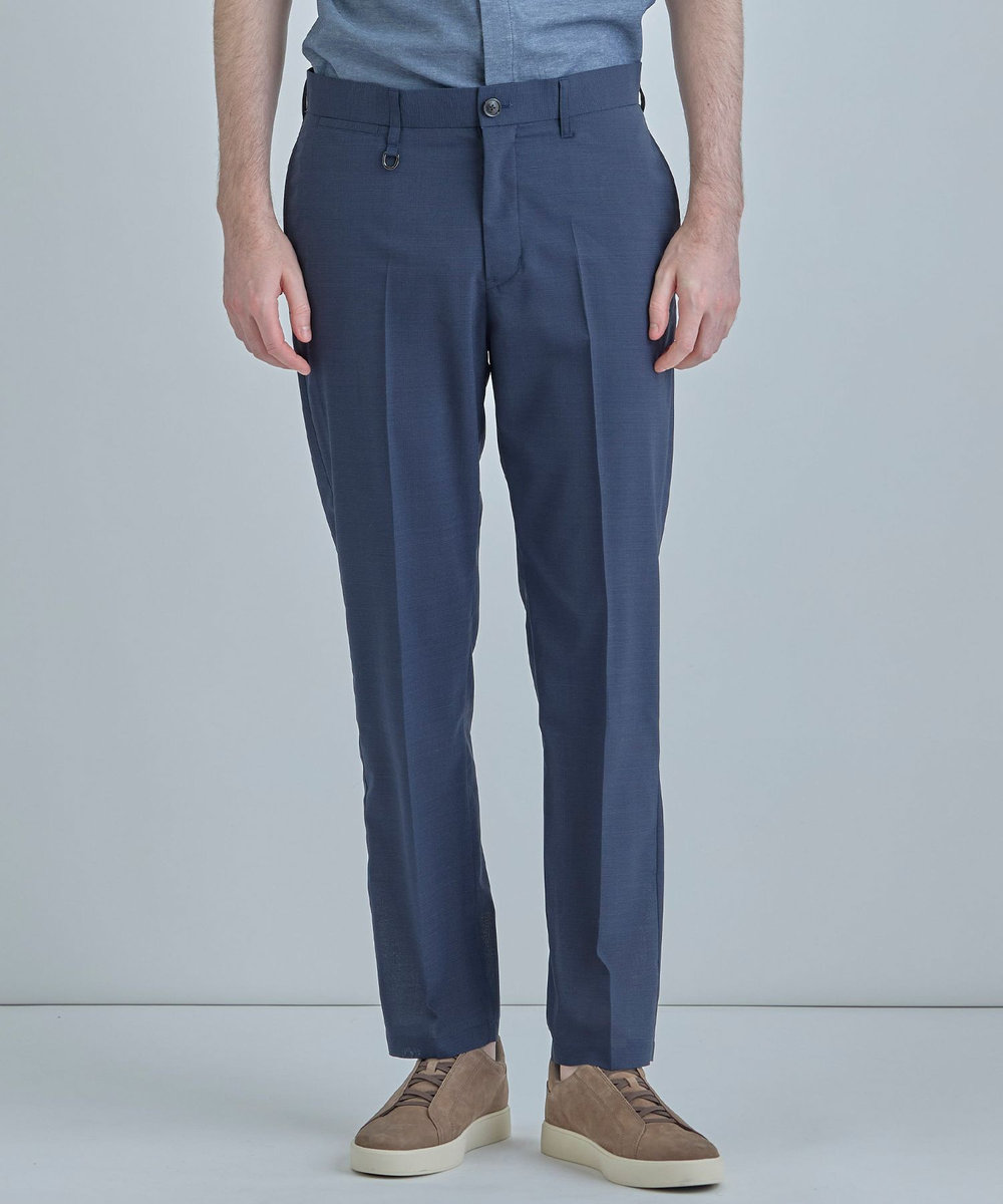 MEN'S BIGI 【COLE HAAN/コール ハーン】別注 サマーサイロフィルウールピンチェックパンツ＜通気性＞ ネイビー