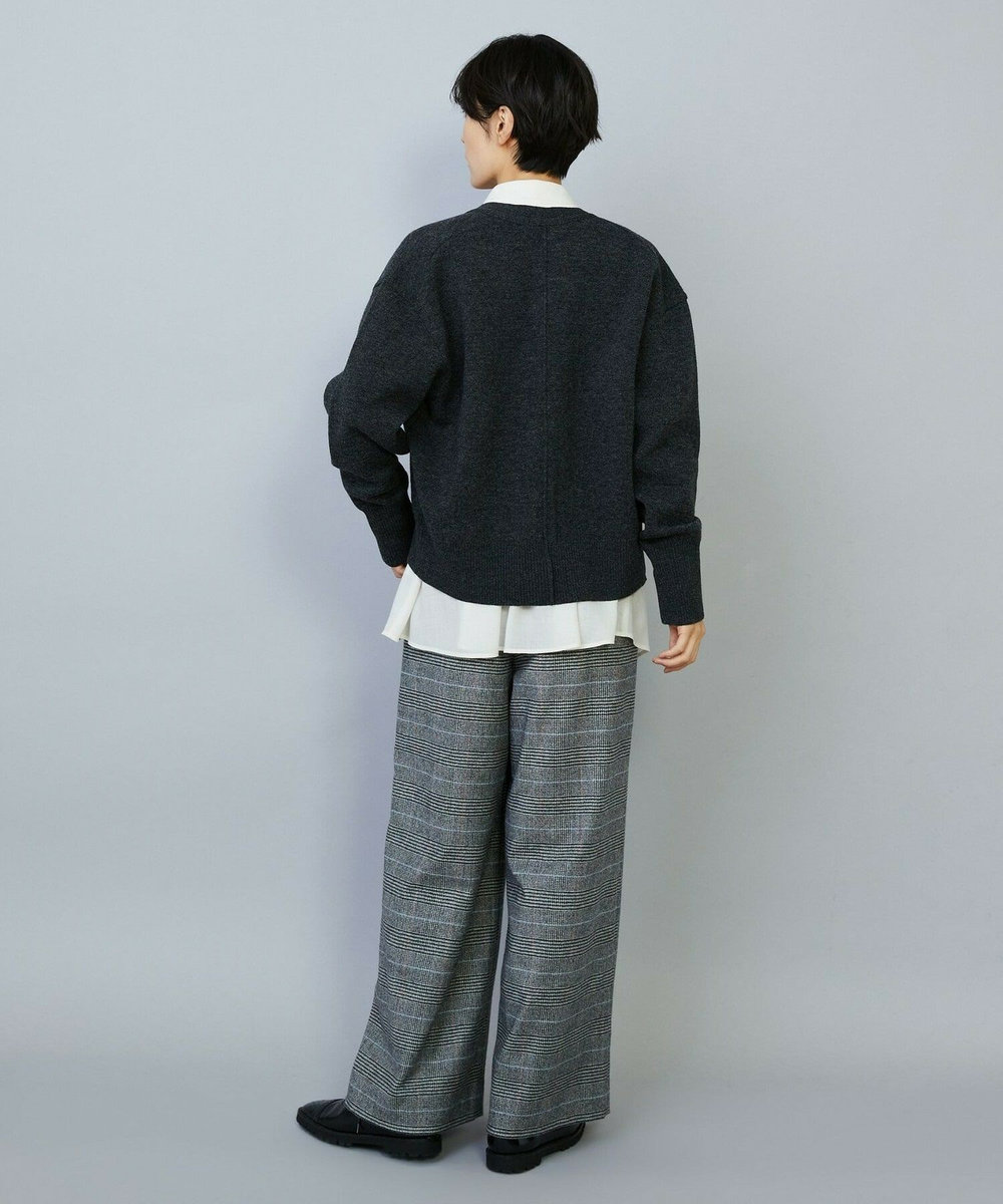MOGA WOOLEN×AMOSSA Vネック配色カーディガン グレー系その他