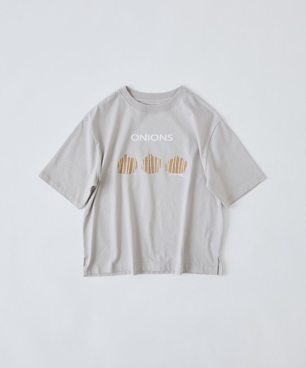 congés payés ADIEU TRISTESSE ベジタブルプリントTシャツ ベージュ