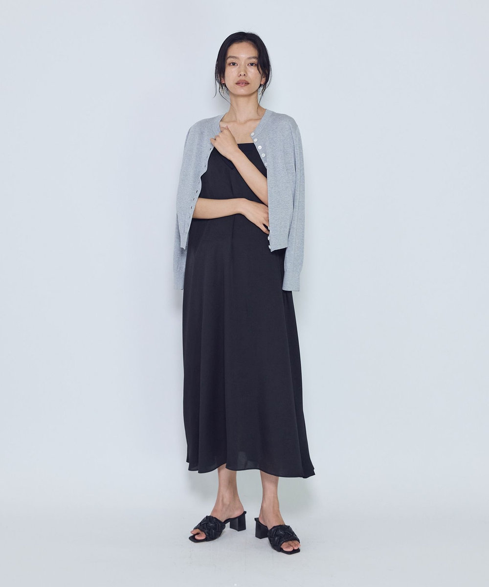 1er Arrondissement ワッシャーサテンキャミドレス ブラック