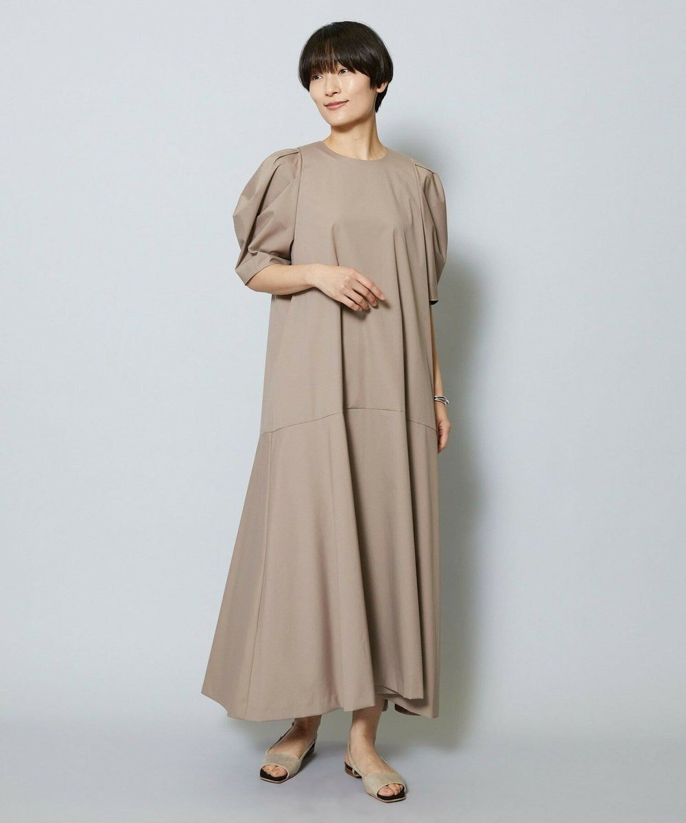 MOGA 雑誌eclat ×スタイリスト池田奈加子コラボ ファンクショナルブロードフレアーワンピース ベージュ