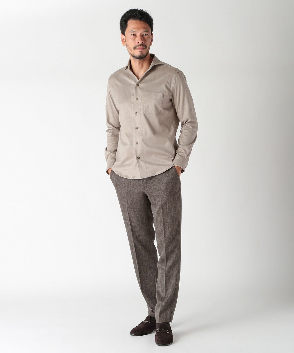MEN'S BIGI コマスエードストレッチシャツ ライトグレー
