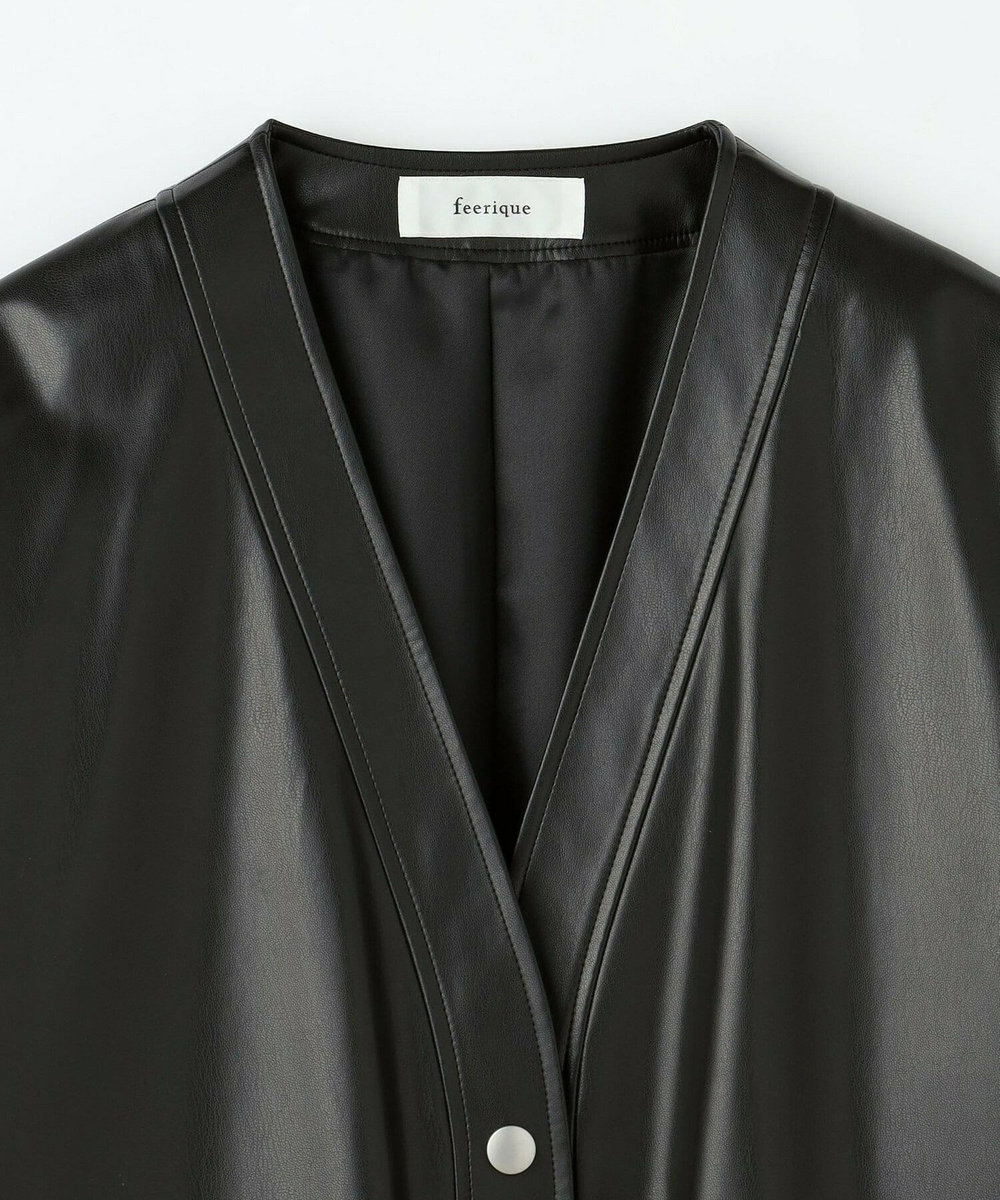 feerique feerique フェイクレザージャケット ブラック