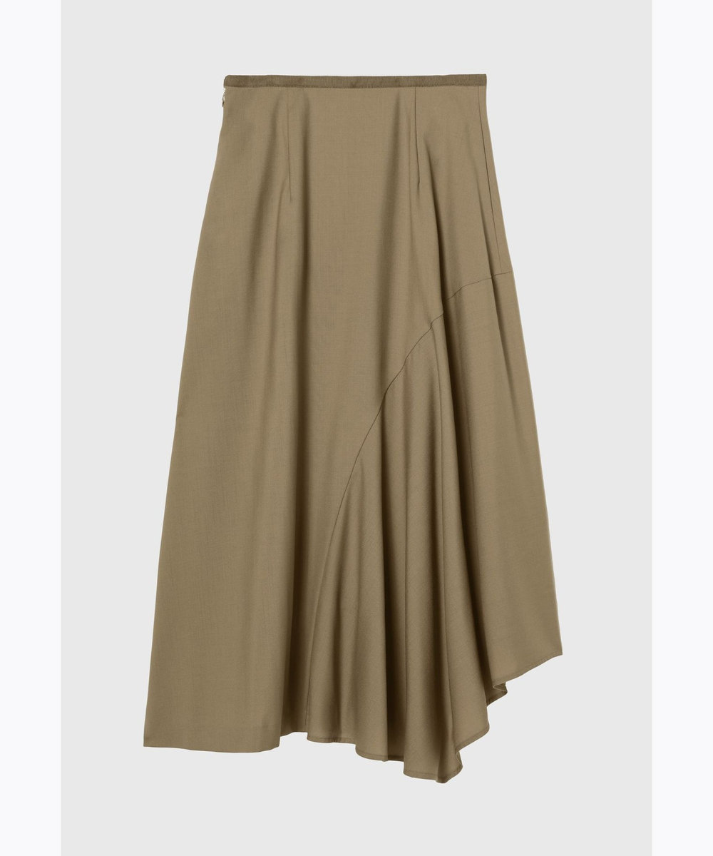 DÉPAREILLÉ WOOL TORO ASYMMETRY SKIRT / ウールトロアシンメトリースカート キャメル