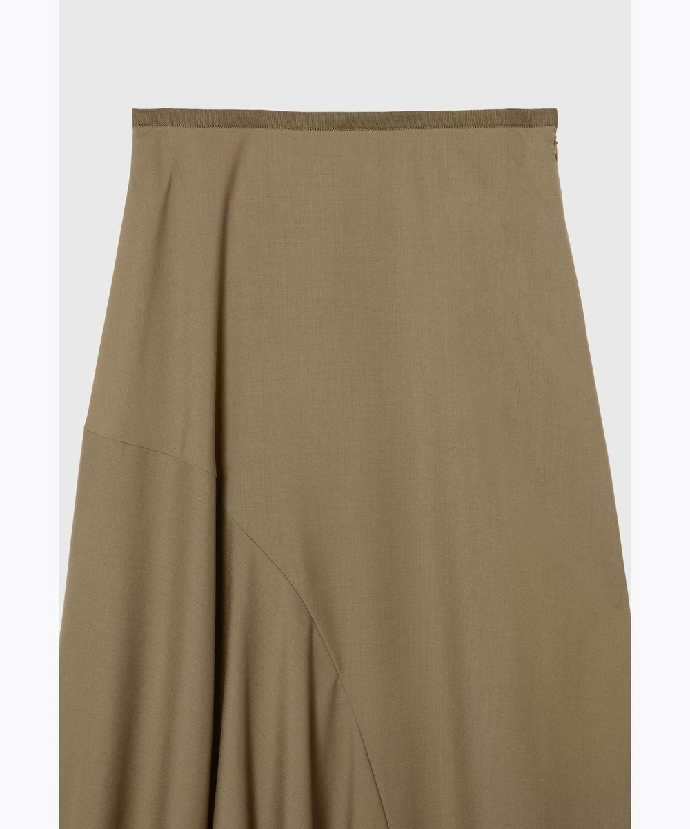 DÉPAREILLÉ WOOL TORO ASYMMETRY SKIRT / ウールトロアシンメトリースカート キャメル