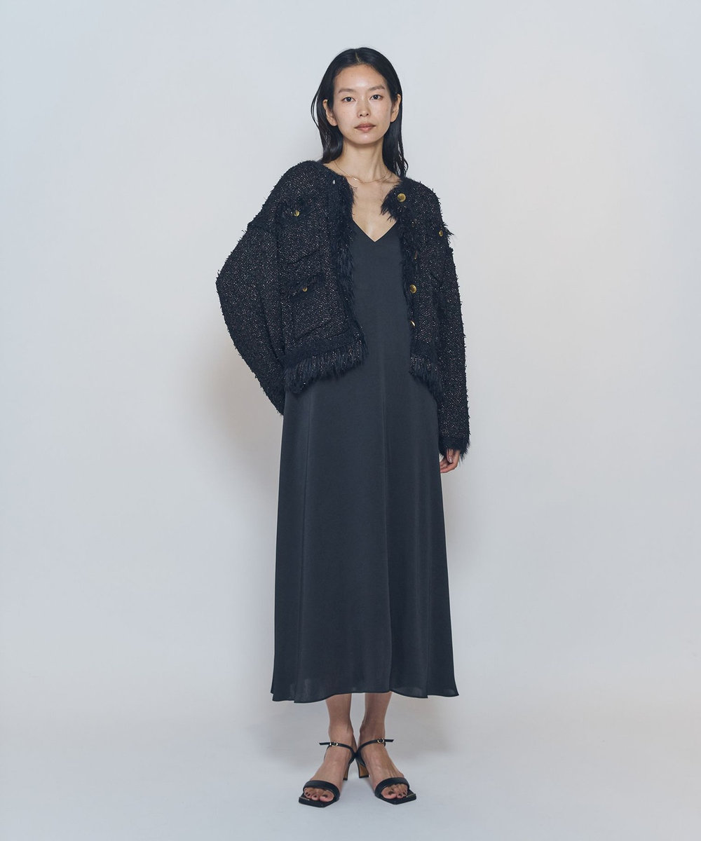 1er Arrondissement ワッシャーサテンキャミドレス ブラック