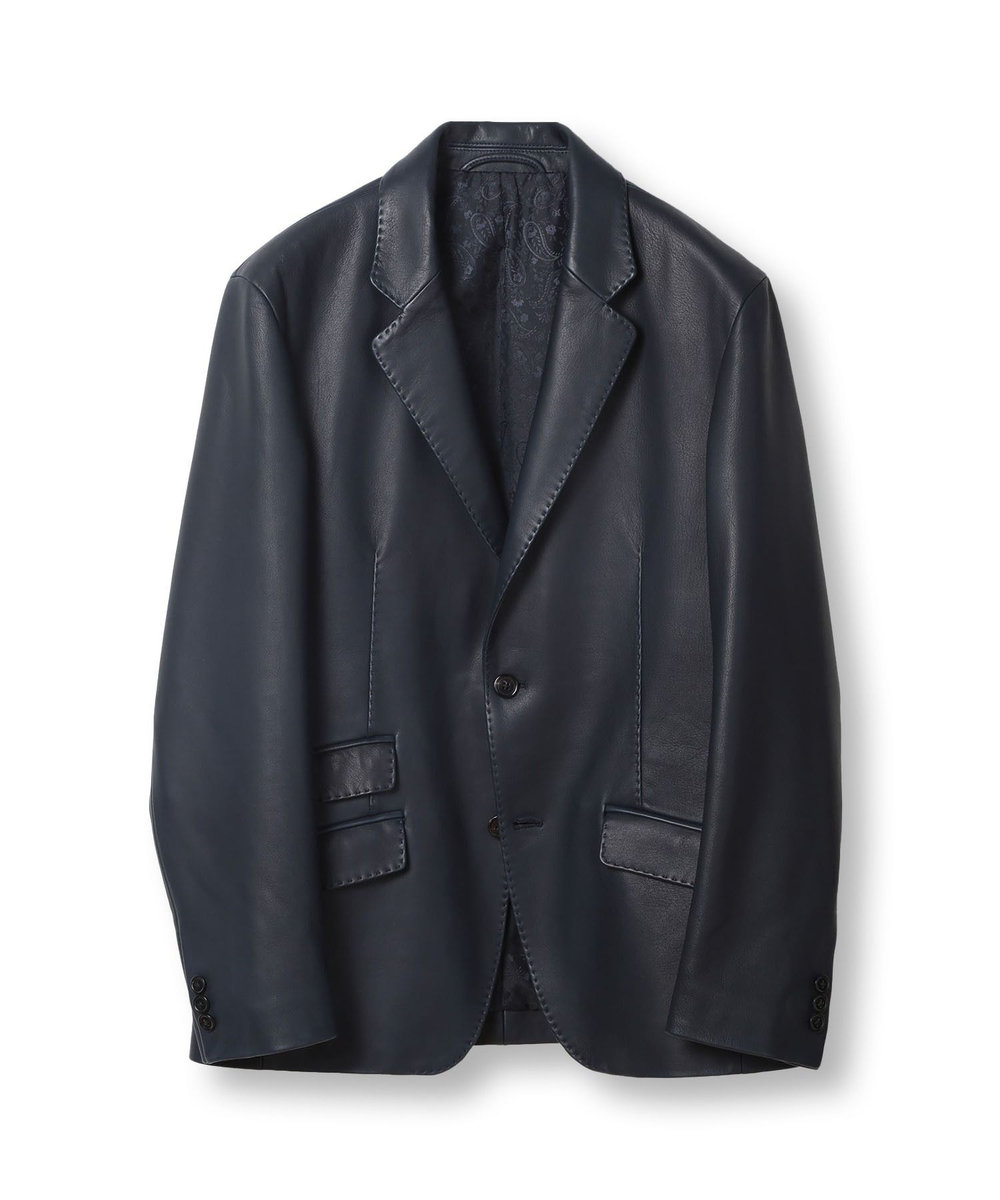 MEN'S BIGI シープレザーテーラードジャケット ネイビー