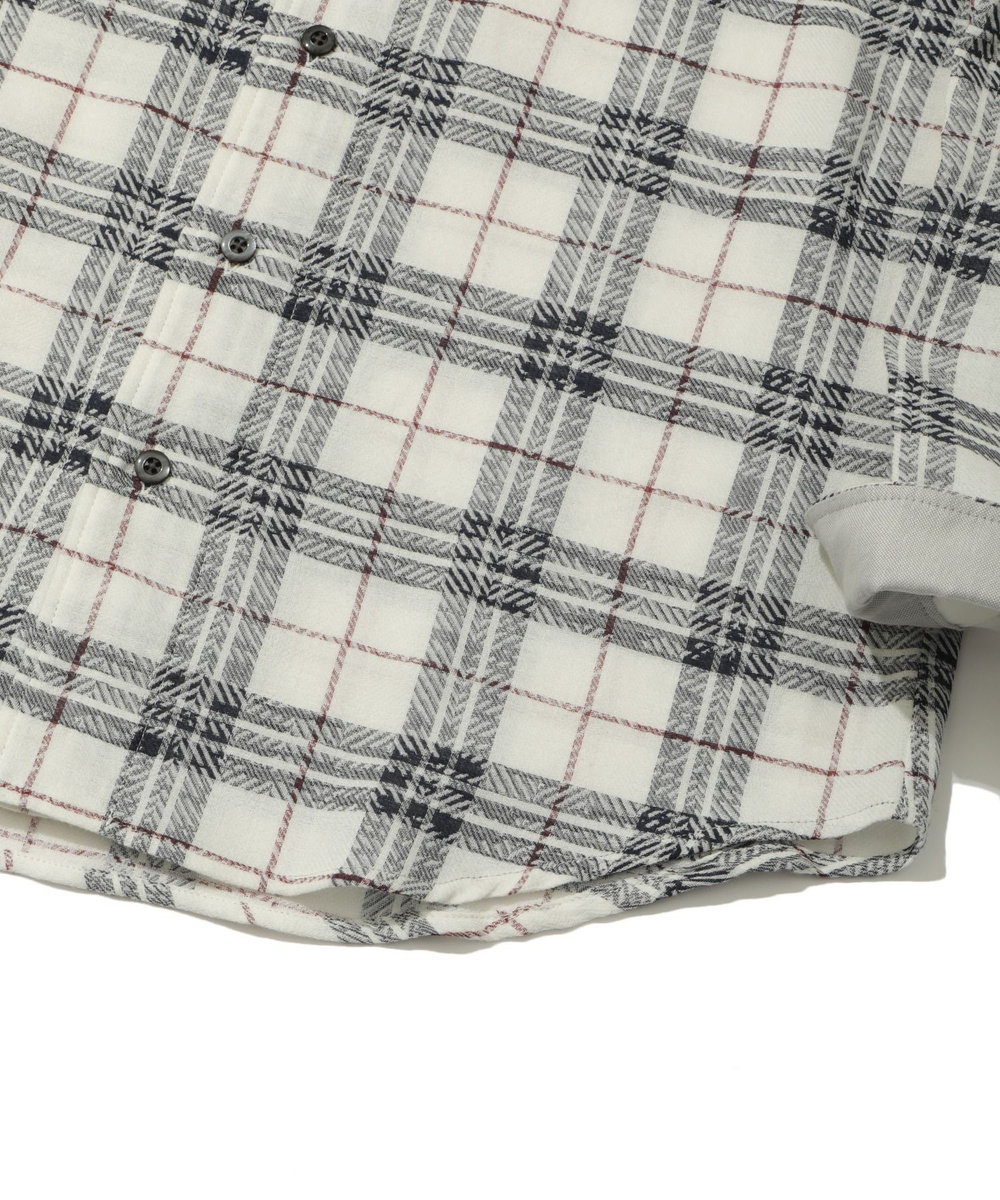 MEN'S BIGI カスレチェックジャガードカッタウェイスキッパーシャツ トリコロール