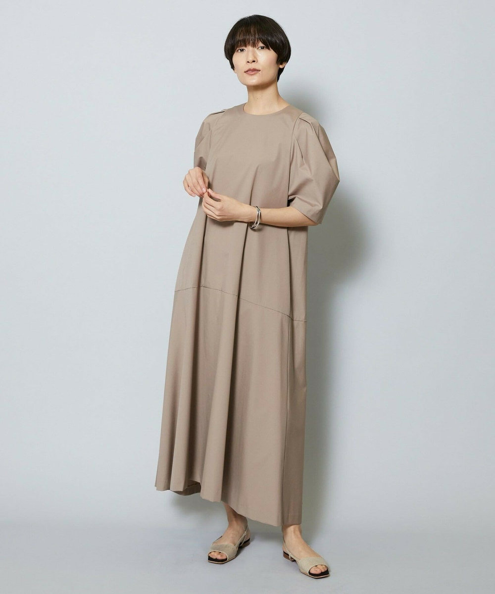 MOGA 雑誌eclat ×スタイリスト池田奈加子コラボ ファンクショナルブロードフレアーワンピース ベージュ