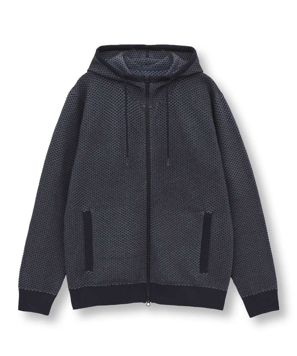 MEN'S BIGI ハニカムニット ジップパーカー ネイビー