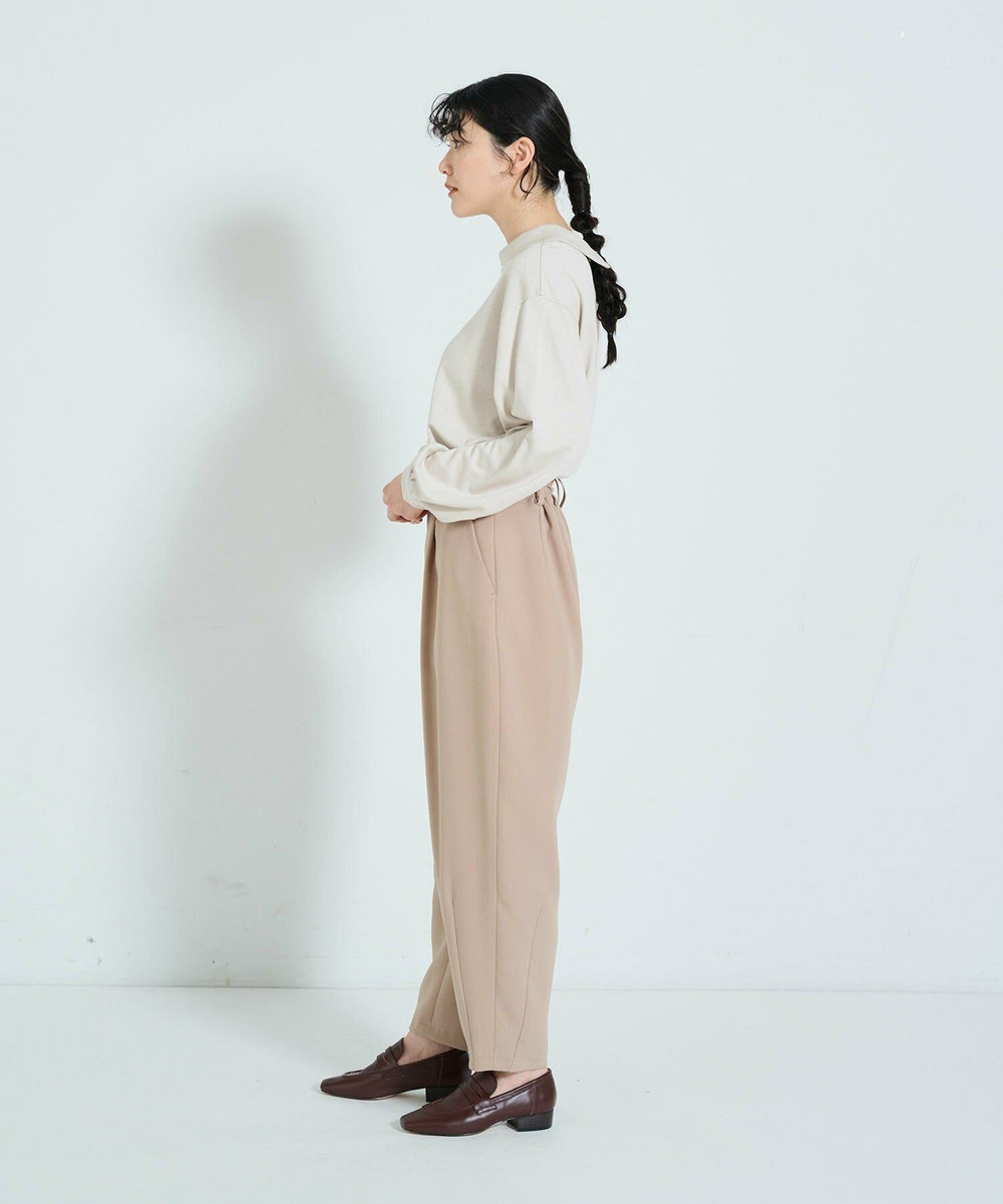 ADIEU TRISTESSE ダブルクロスワンタックテーパードパンツ ベージュ