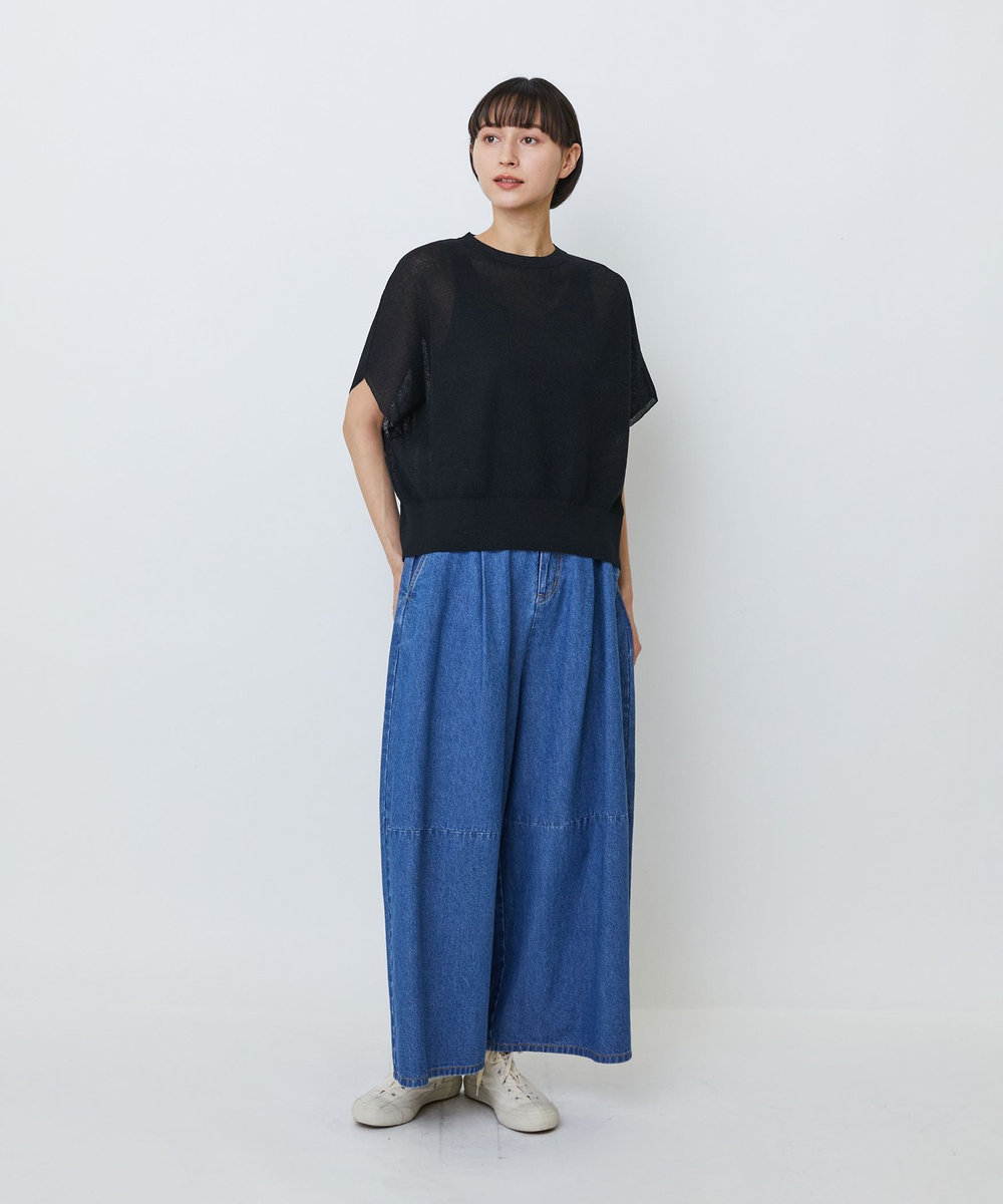 LOISIR コットンリネンダブルジャカードプルオーバー ブラック