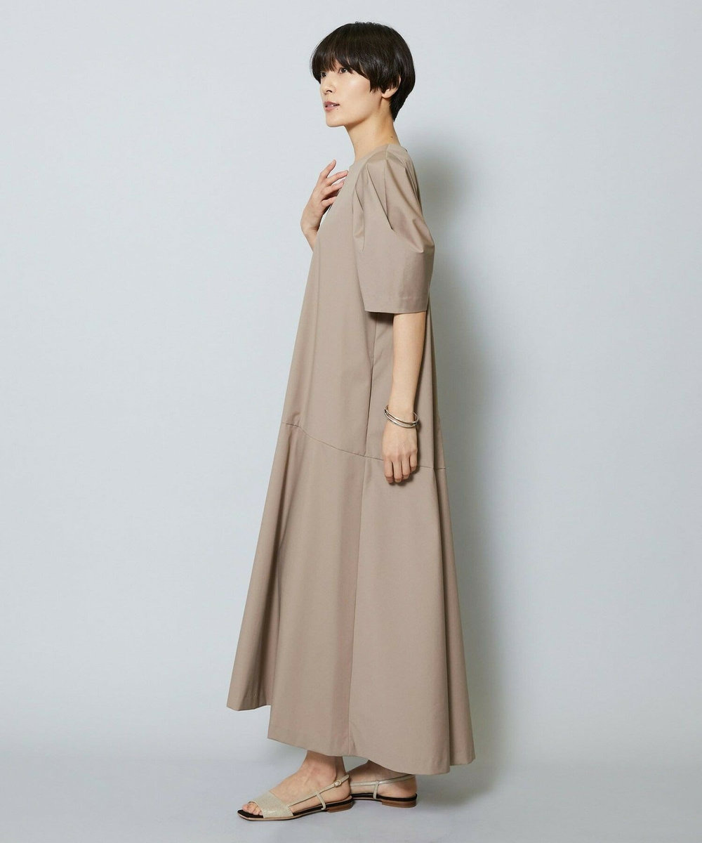 MOGA 雑誌eclat ×スタイリスト池田奈加子コラボ ファンクショナルブロードフレアーワンピース ベージュ