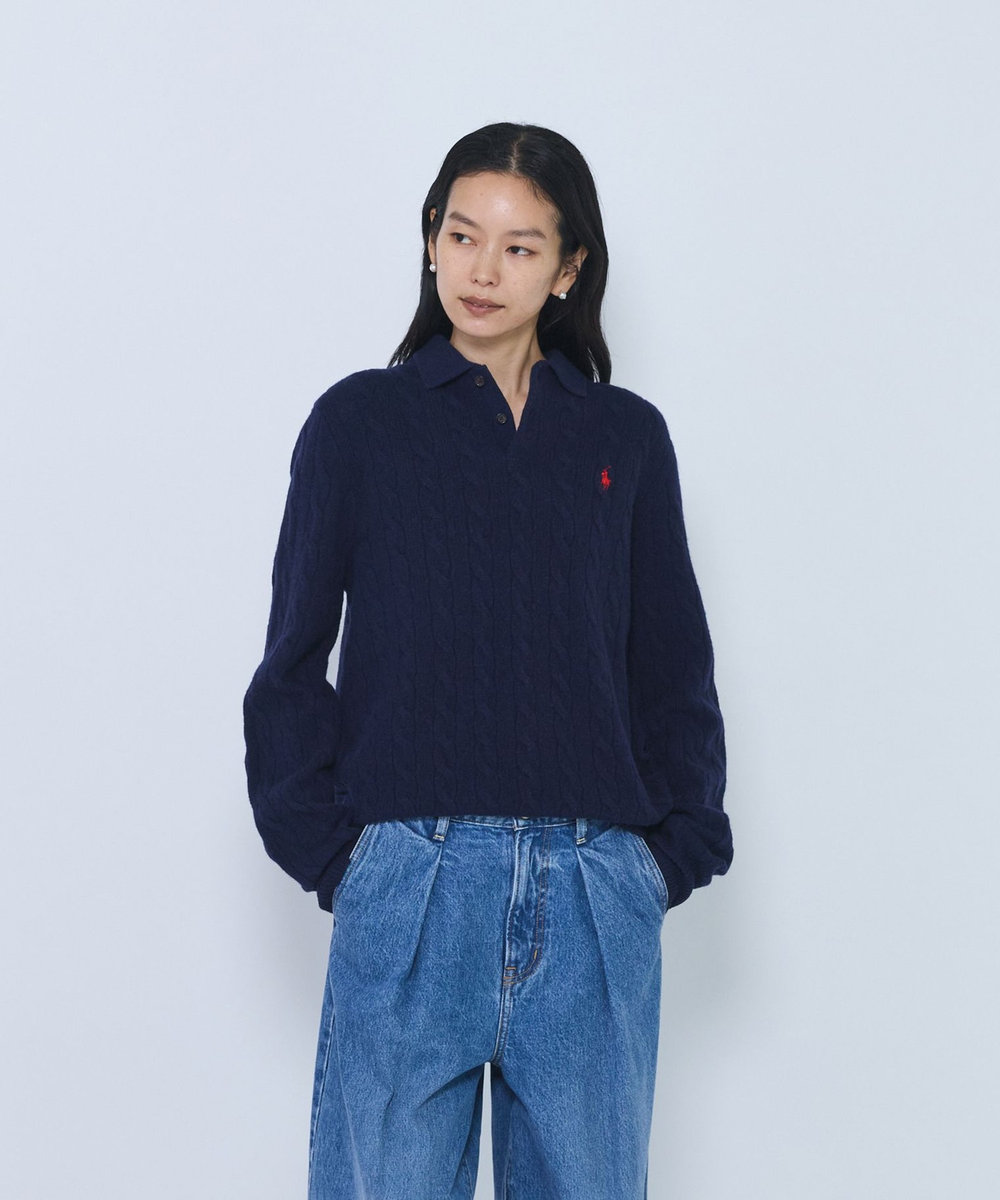 1er Arrondissement ＜POLO RALPH LAUREN/ポロ ラルフ ローレン＞ウールカシミアケーブルニット ネイビー
