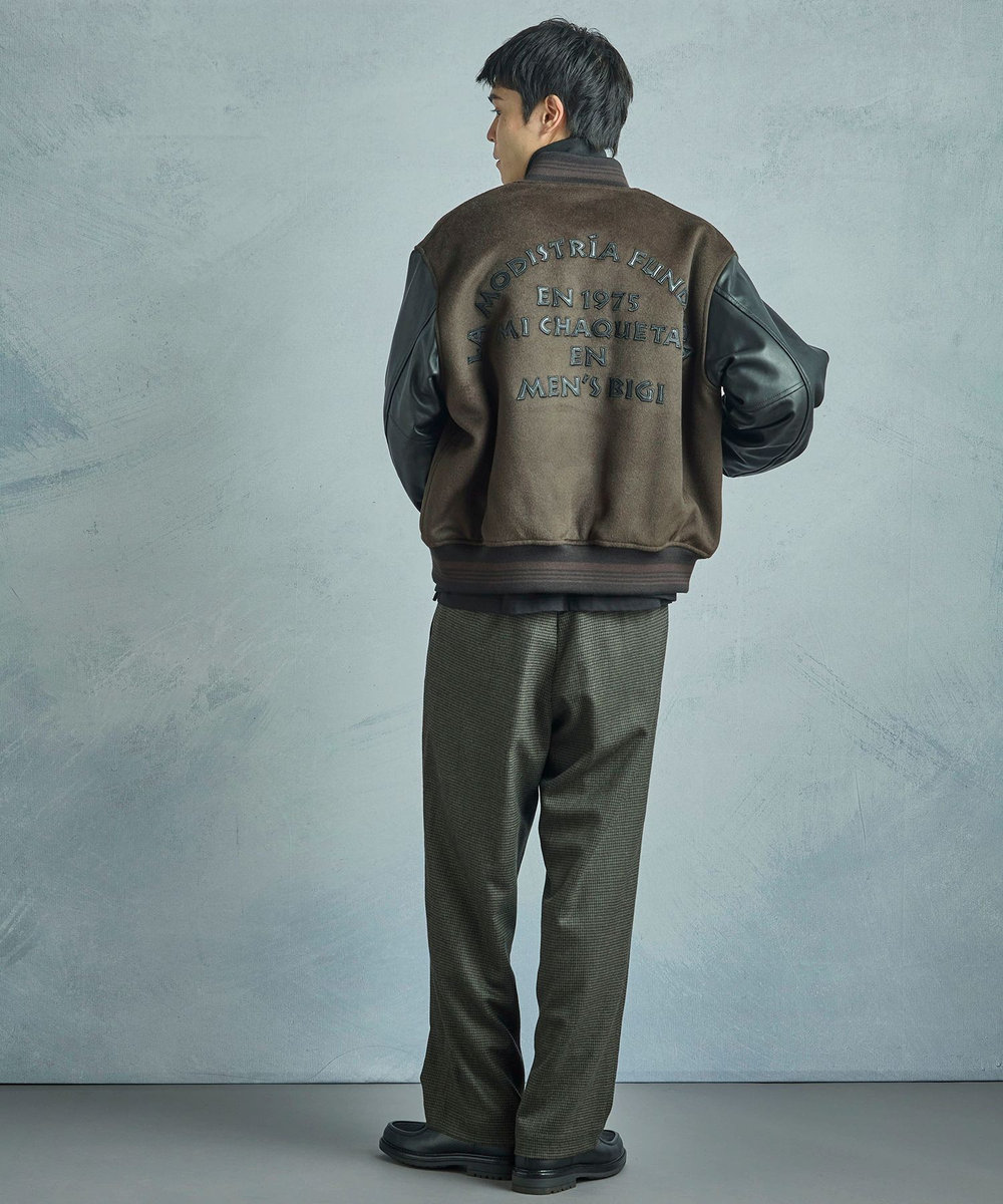 MEN'S BIGI 【50th Anniv . 中田 慎介】 WOOL HOUND'S TOOTH WIDE PANTS ブラウン