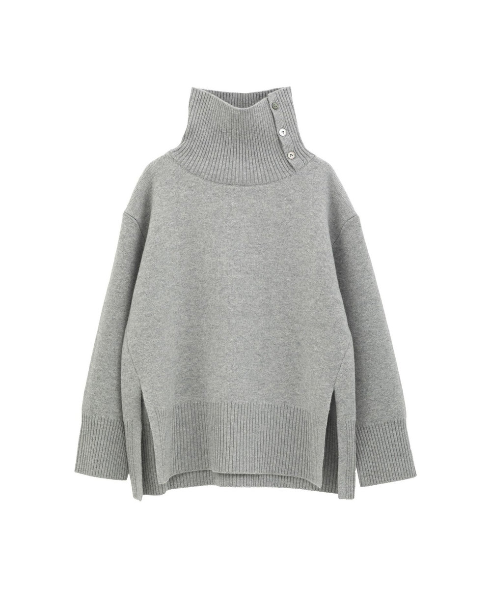 1er Arrondissement ウールカシミアダブルフェイスボトルネックニット ライトグレー