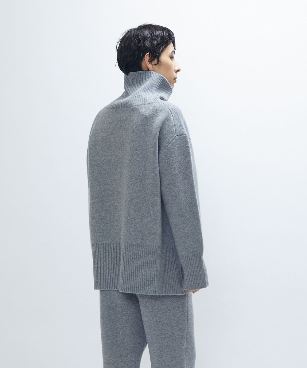 1er Arrondissement ウールカシミアダブルフェイスボトルネックニット ライトグレー