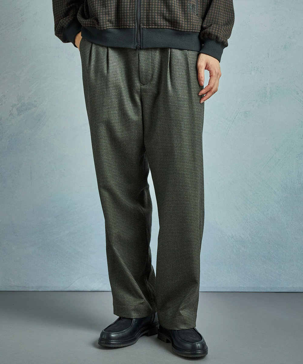 MEN'S BIGI 【50th Anniv . 中田 慎介】 WOOL HOUND'S TOOTH WIDE PANTS ブラウン